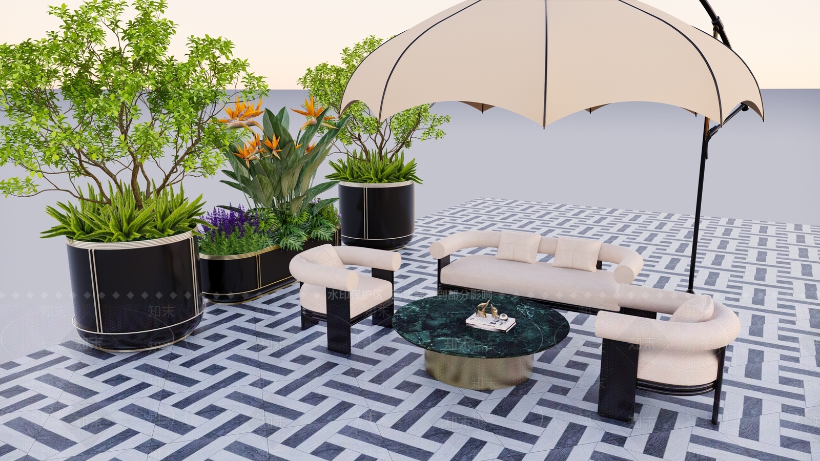 轻奢奶油其他户外家具SU模型下载【ID:1199635634】