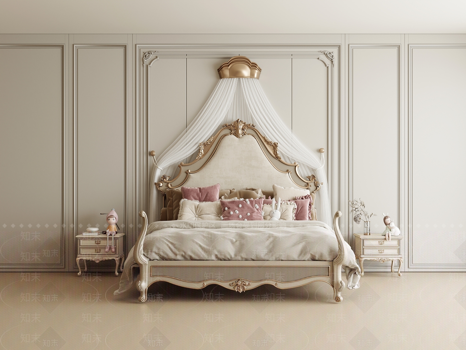 美式欧式双人床3D模型下载【ID:1199638795】