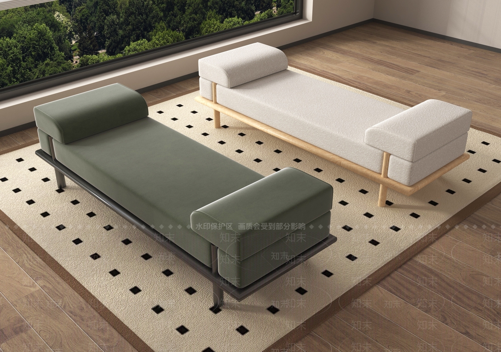 现代床尾凳3D模型下载【ID:1199639728】
