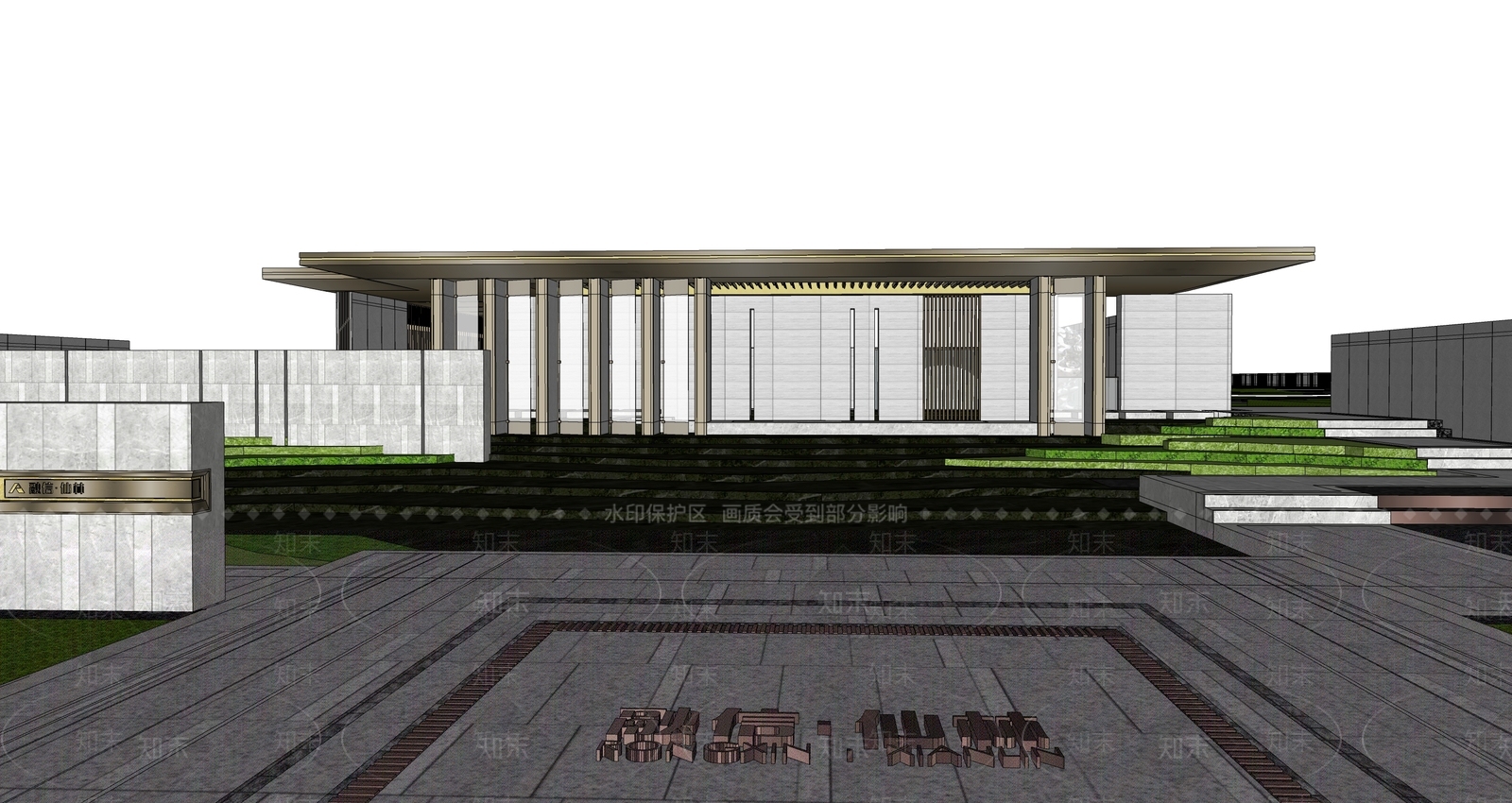 现代售楼处建筑SU模型下载【ID:1199645310】