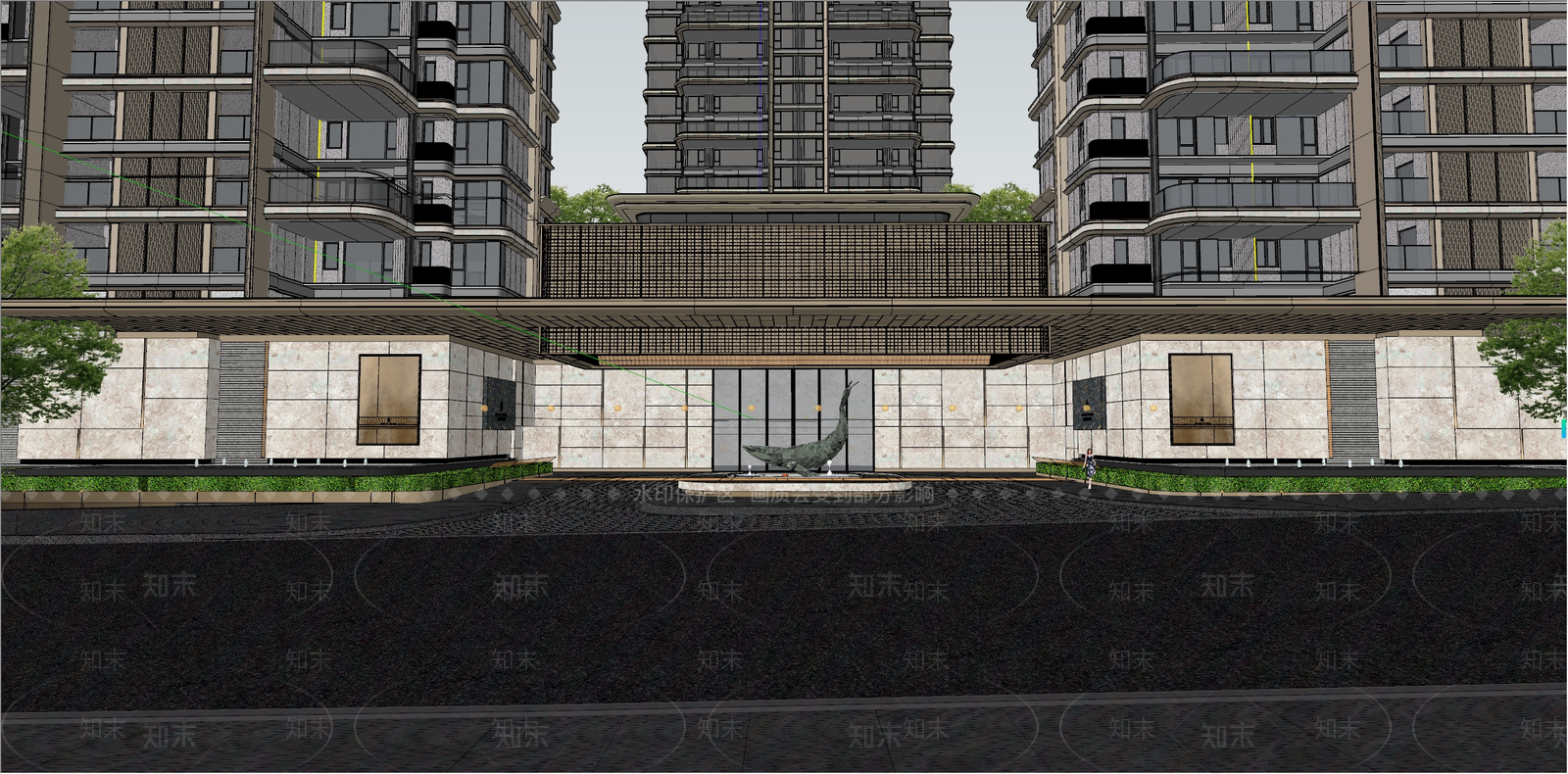 轻奢商业综合体景观SU模型下载【ID:1199646401】