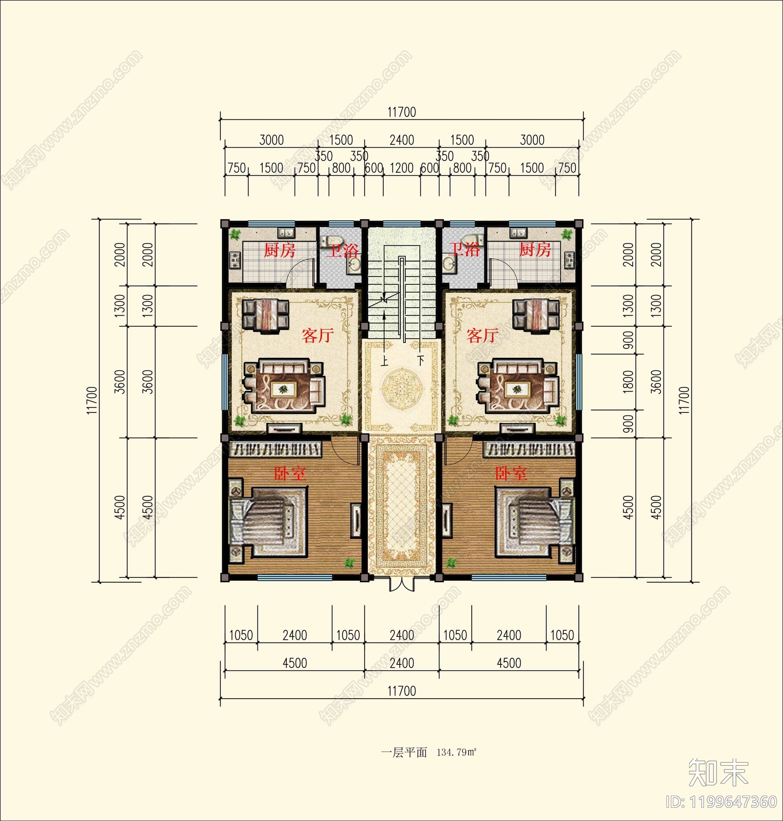 法式欧式室内彩平图下载【ID:1199647360】
