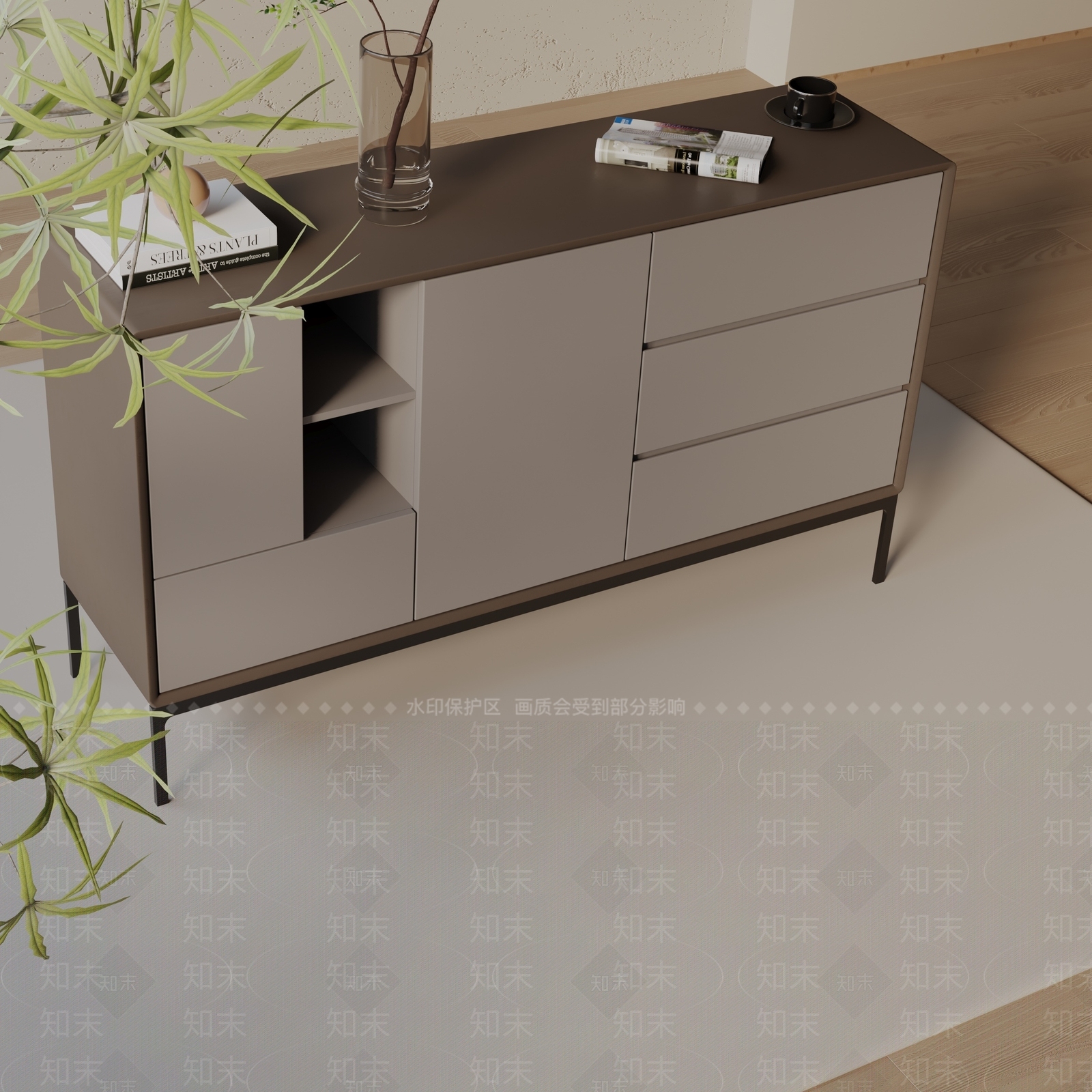 现代玄关柜3D模型下载【ID:1199647928】