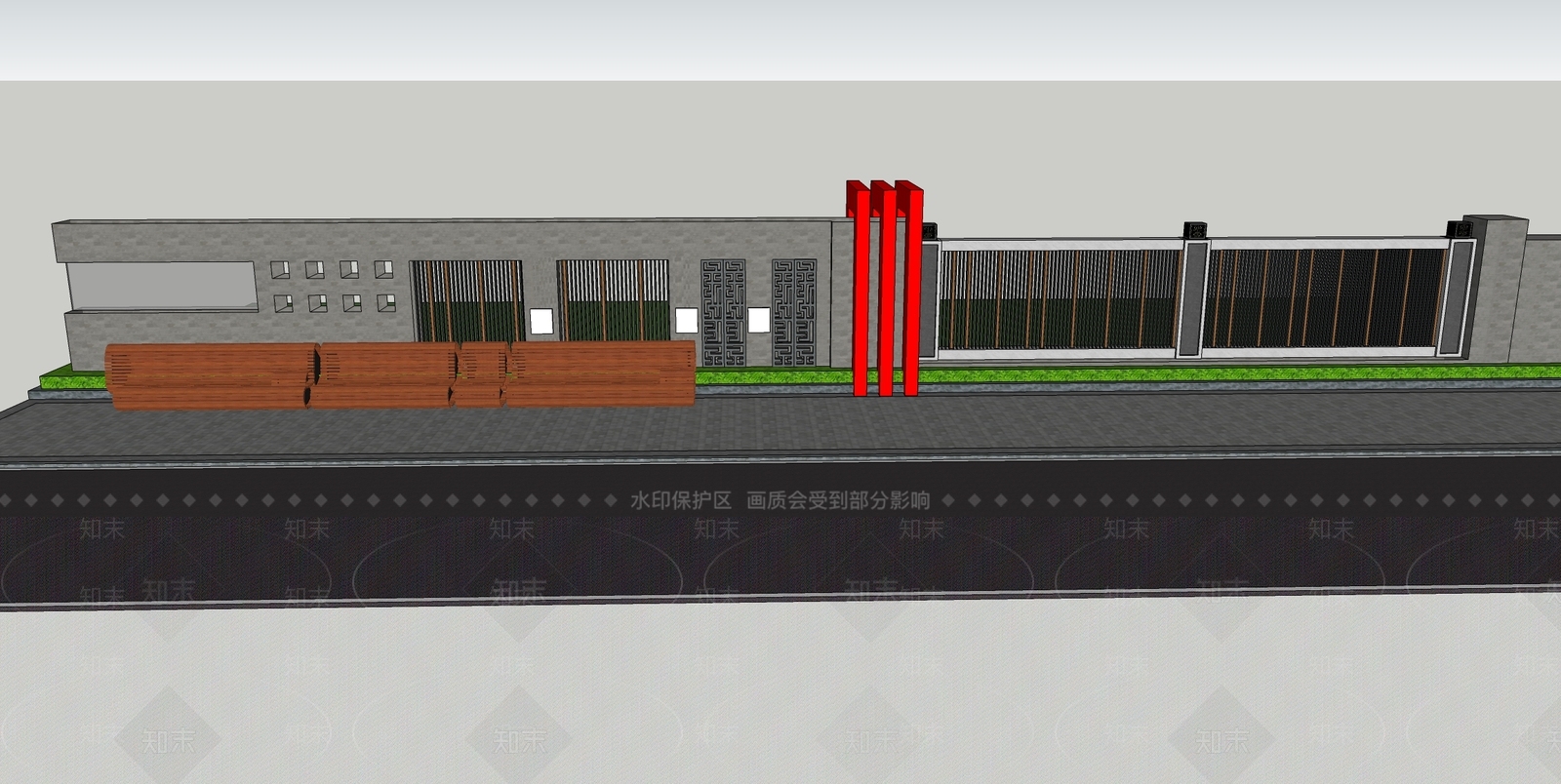 现代景观围栏SU模型下载【ID:1199650540】