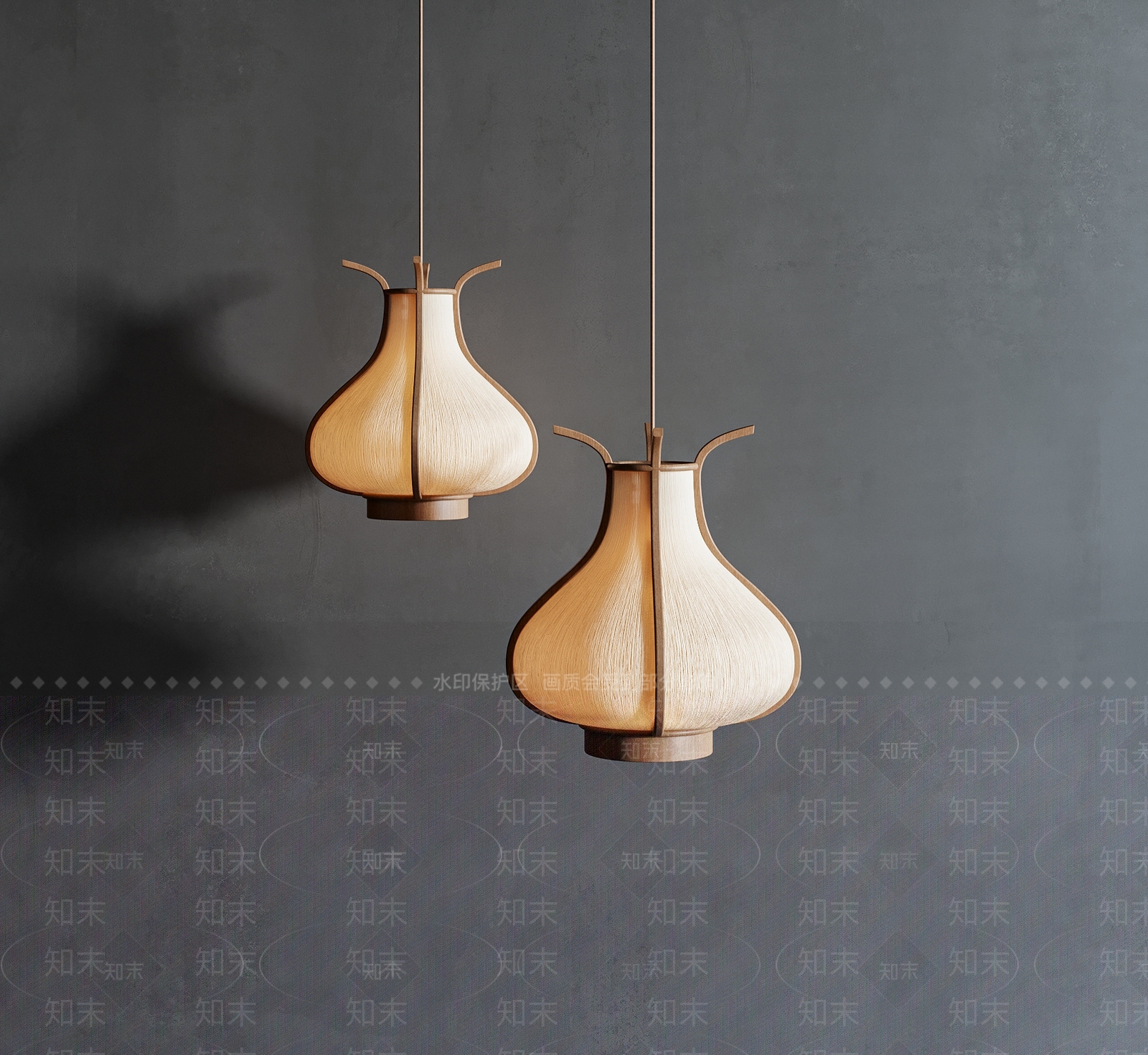 新中式禅意卧室吊灯3D模型下载【ID:1199651996】