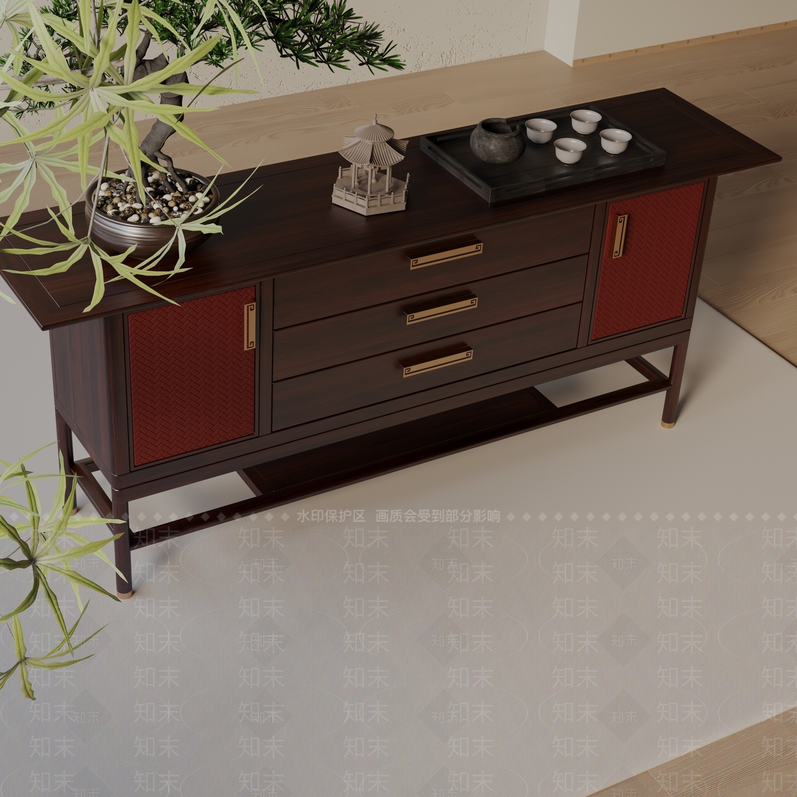 现代玄关柜3D模型下载【ID:1199652582】
