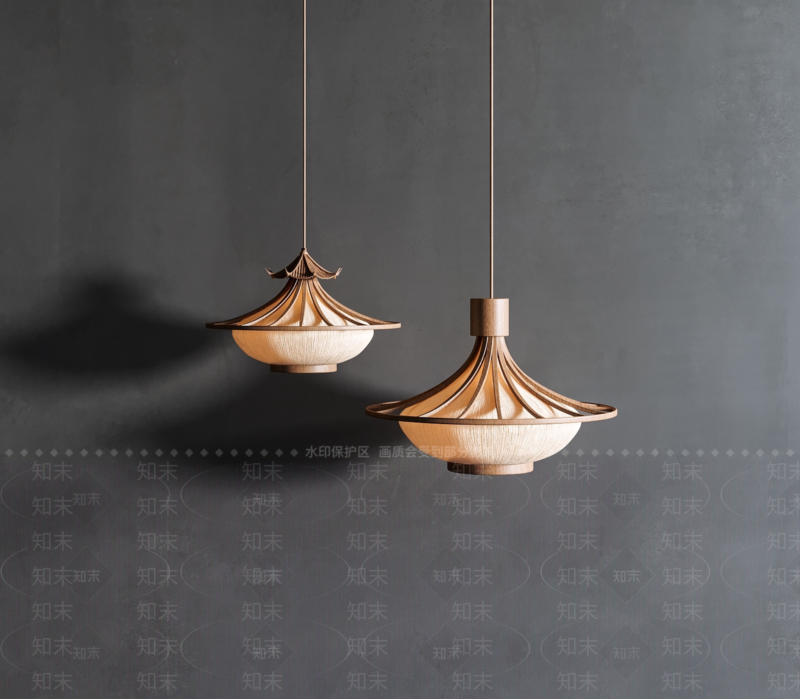新中式禅意卧室吊灯3D模型下载【ID:1199653112】