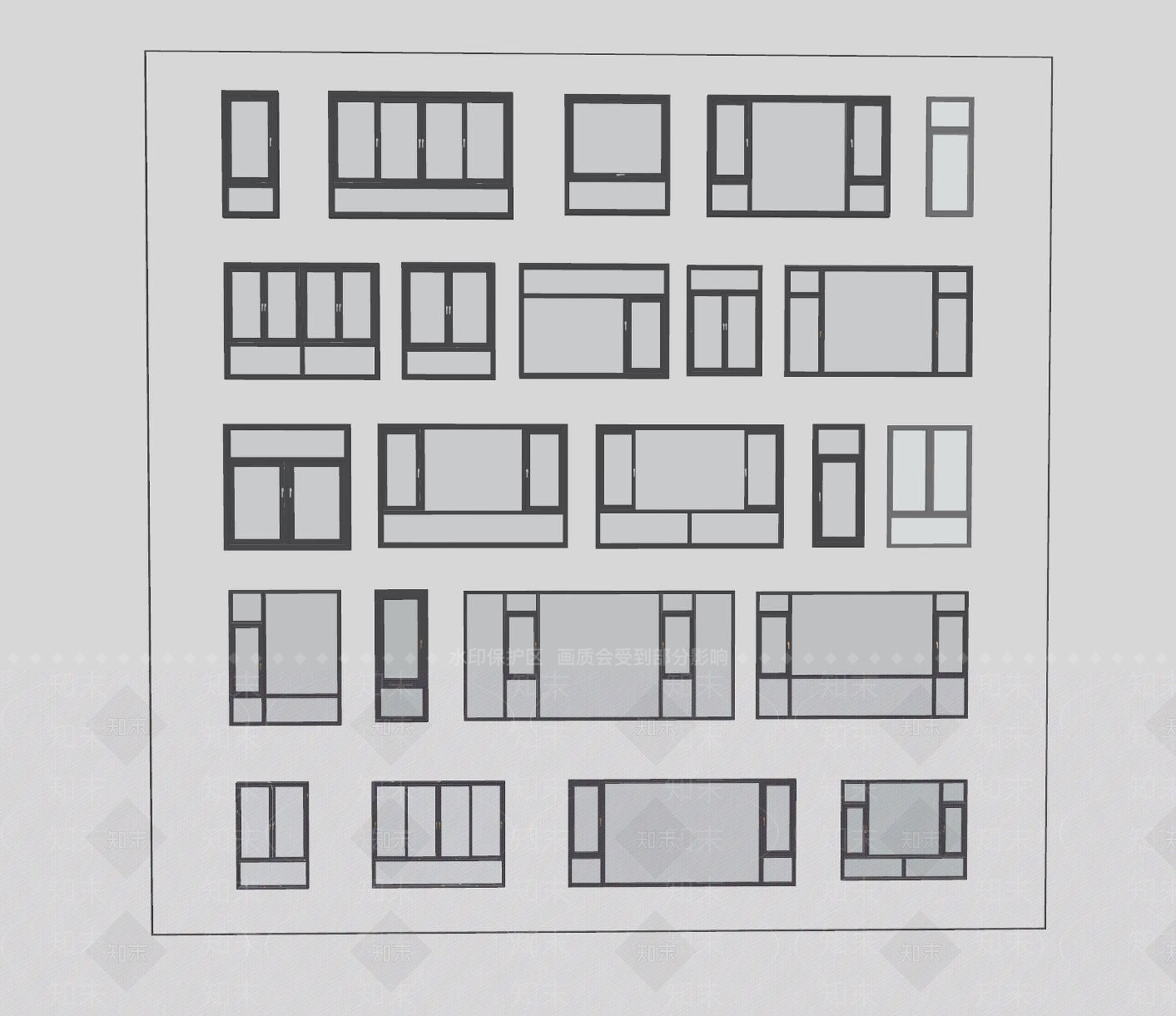 现代简约窗户组合SU模型下载【ID:1199654950】