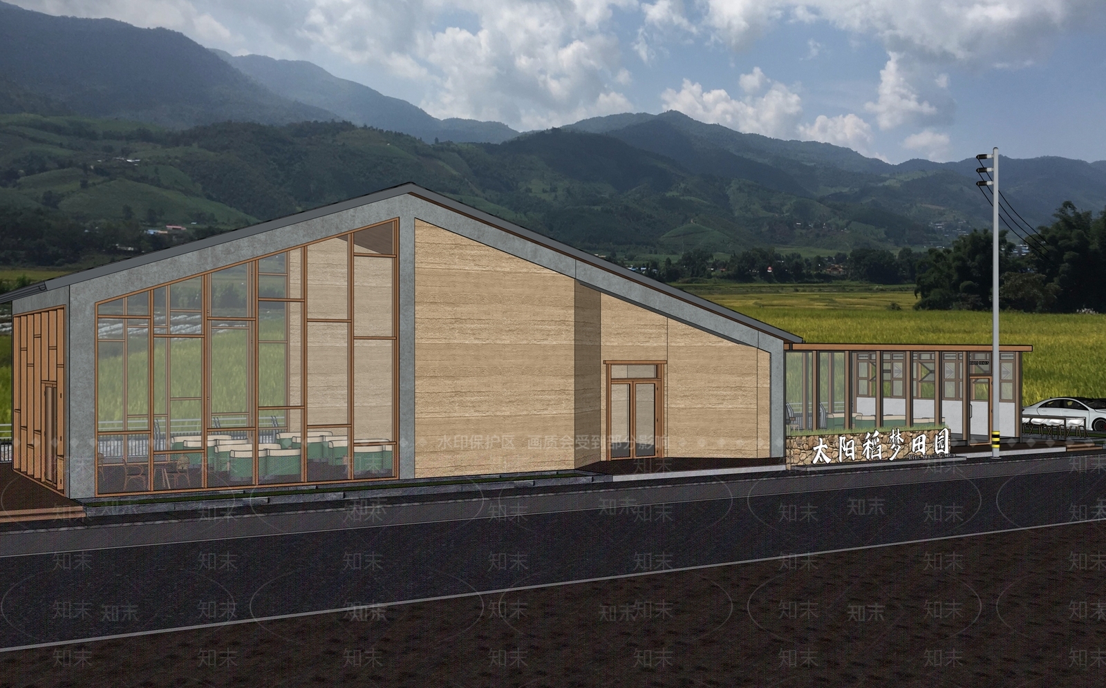 新中式现代风格建筑SU模型下载【ID:1199656859】