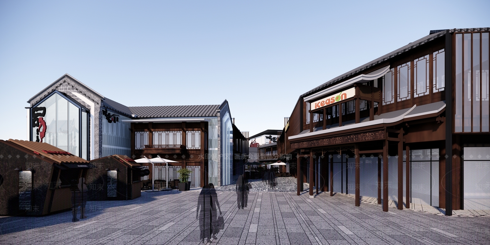 中式商业街SU模型下载【ID:1199663945】
