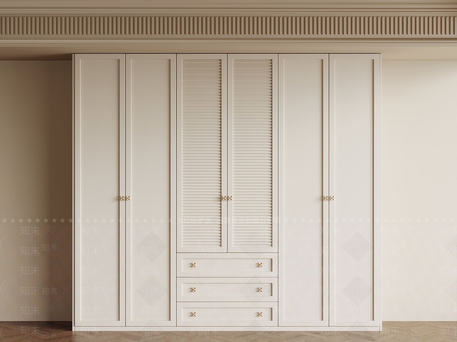 法式奶油衣柜SU模型下载【ID:1199664393】