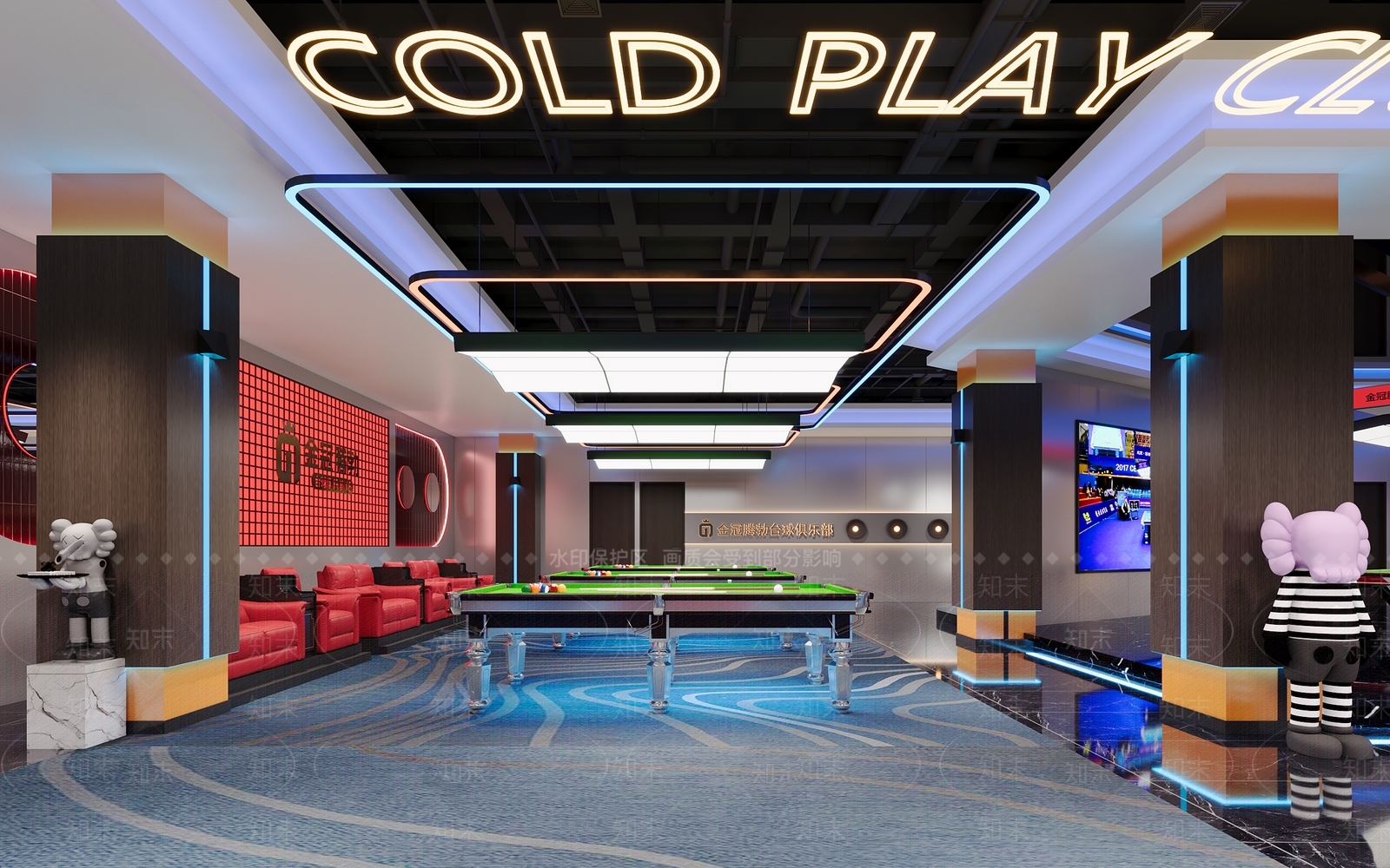 现代新中式台球室3D模型下载【ID:1199666291】