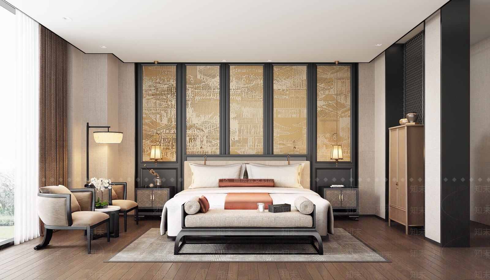 现代轻奢酒店客房3D模型下载【ID:1199665699】