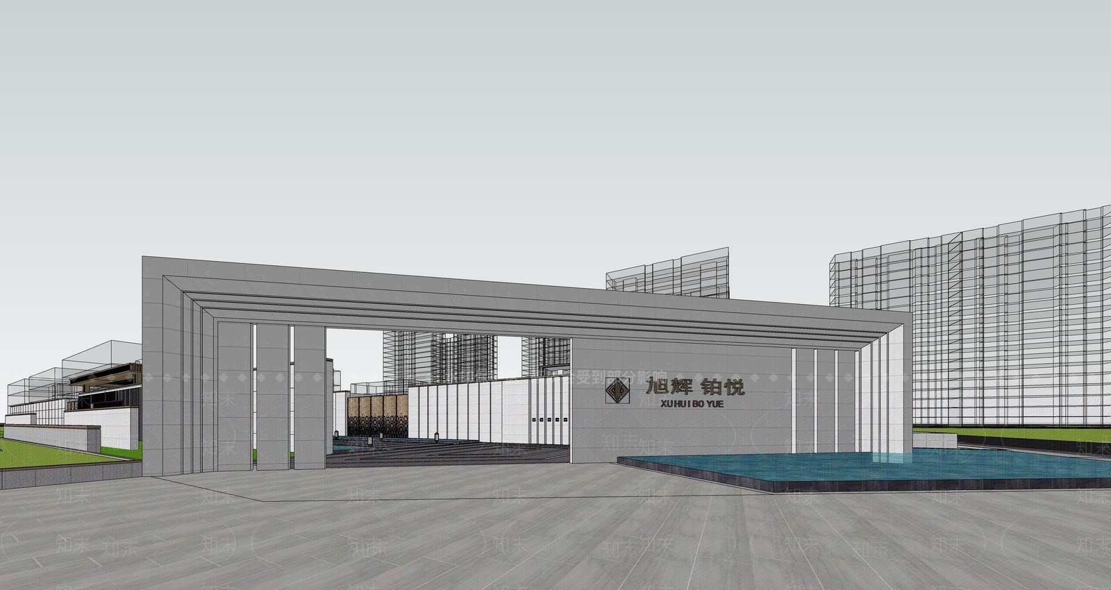 新中式中式售楼处建筑SU模型下载【ID:1199704429】