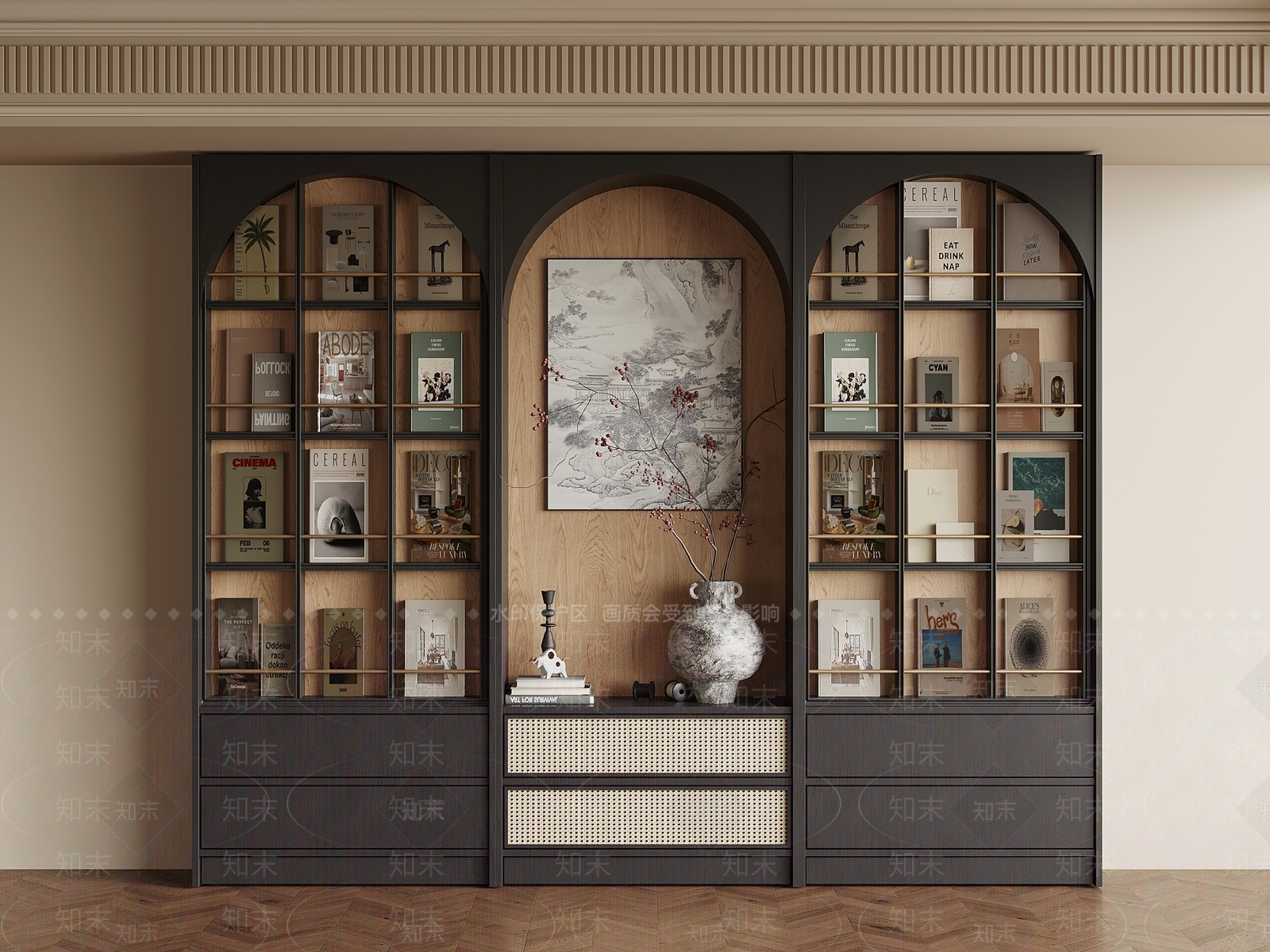 法式书柜3D模型下载【ID:1199666839】