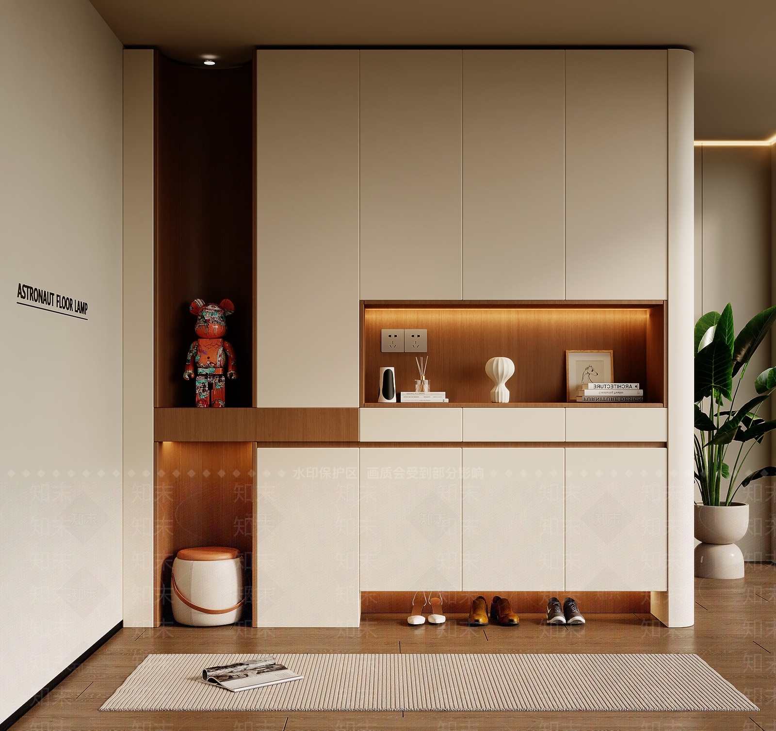 奶油玄关柜3D模型下载【ID:1199669948】