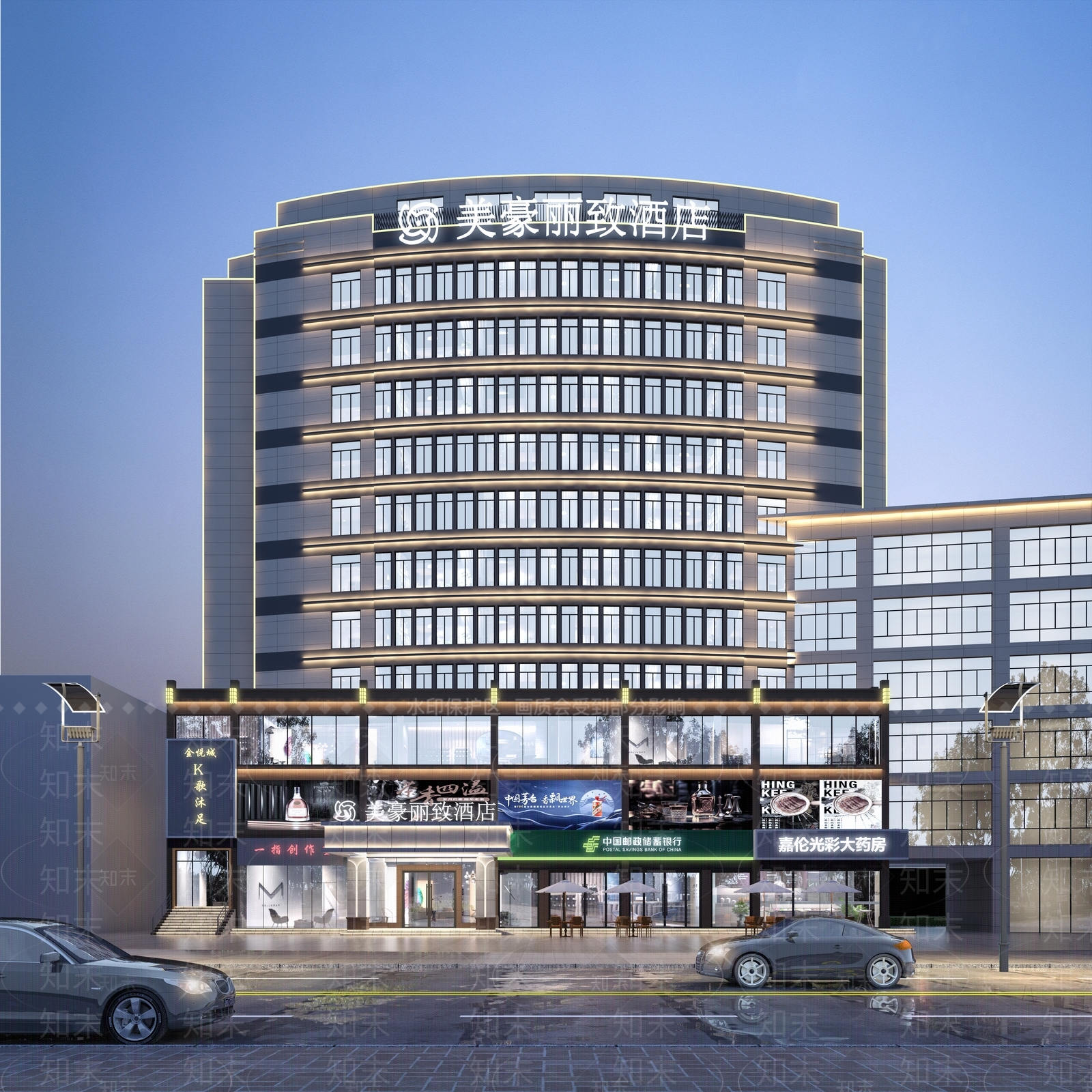 现代酒店外观3D模型下载【ID:1199670187】