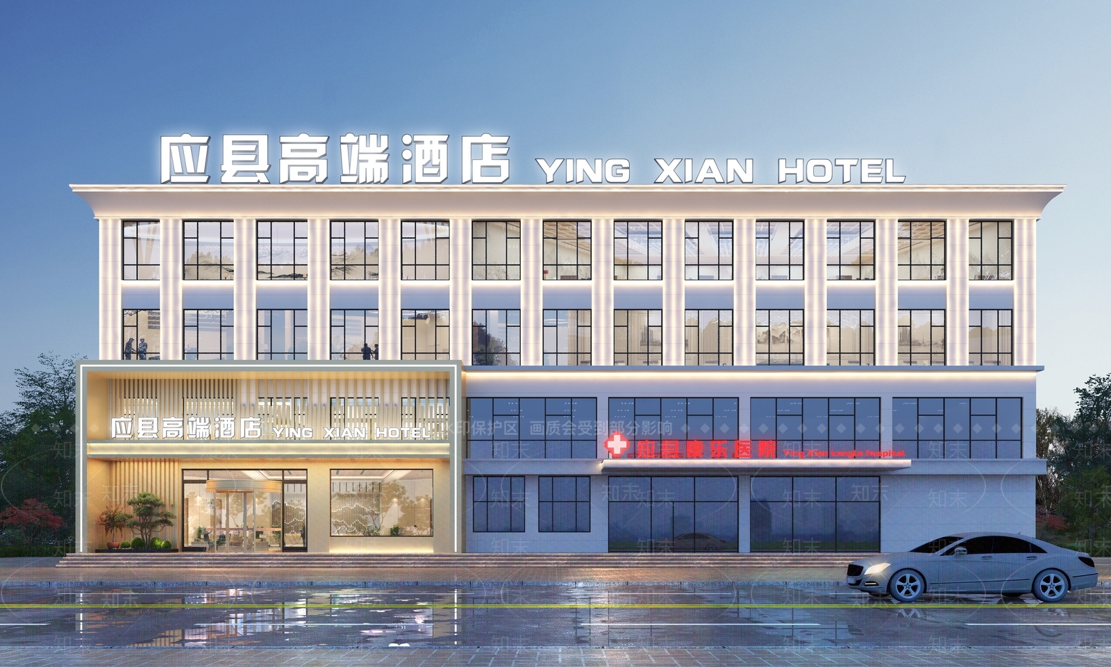 现代酒店建筑3D模型下载【ID:1199670632】