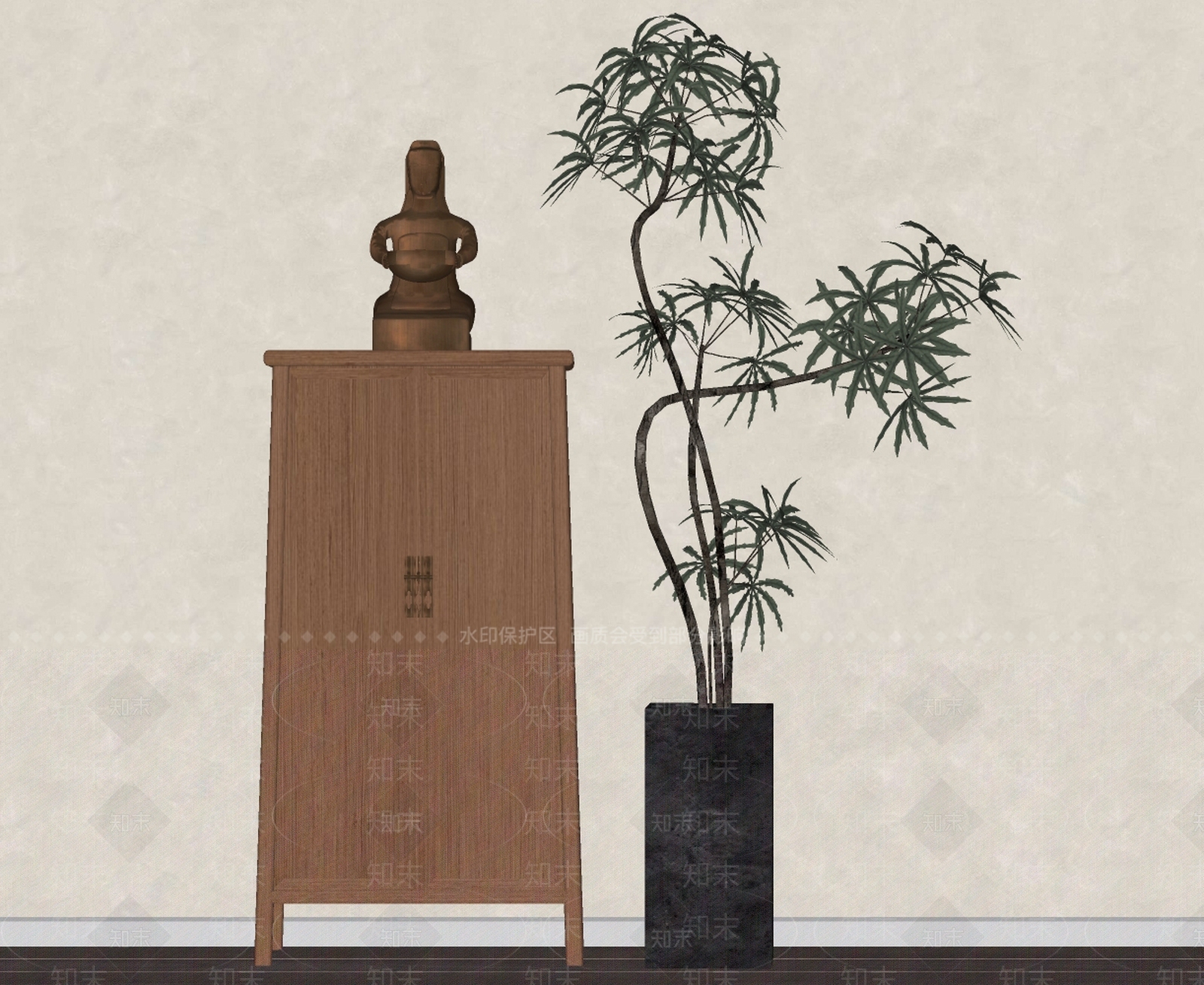 新中式中式储物柜SU模型下载【ID:1199670482】