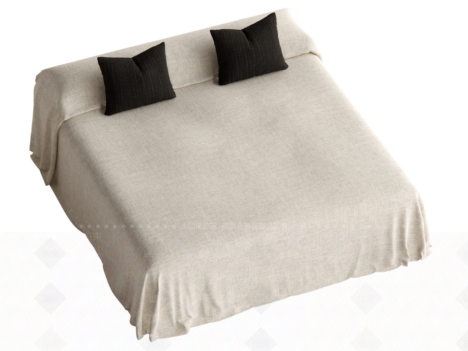 侘寂中古双人床SU模型下载【ID:1199671204】