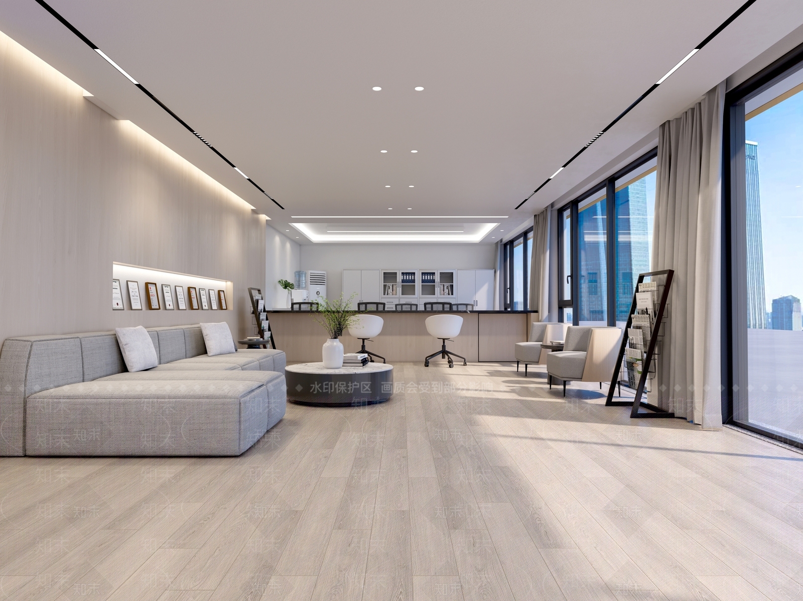现代原木办事大厅SU模型下载【ID:1199673566】