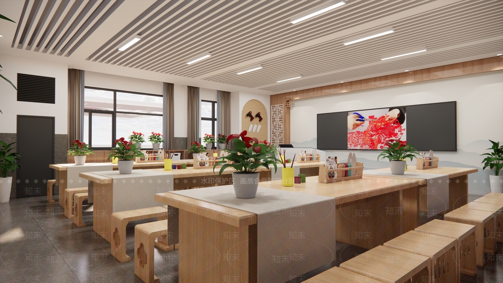 新中式其他学校空间SU模型下载【ID:1199673431】