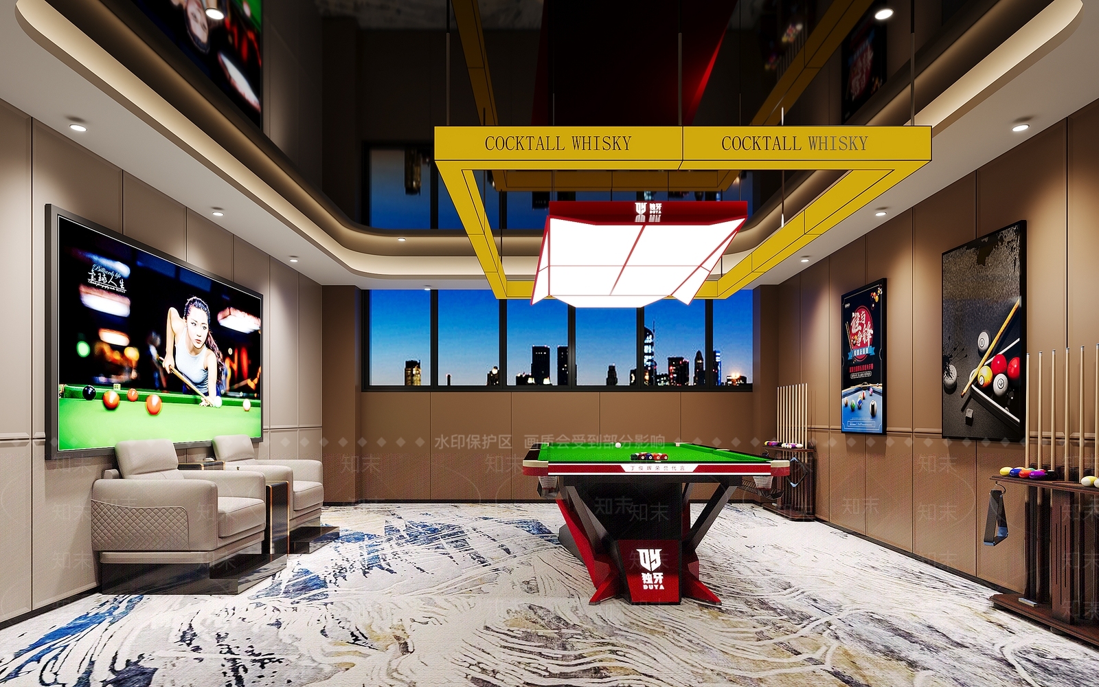 现代台球室3D模型下载【ID:1199676583】