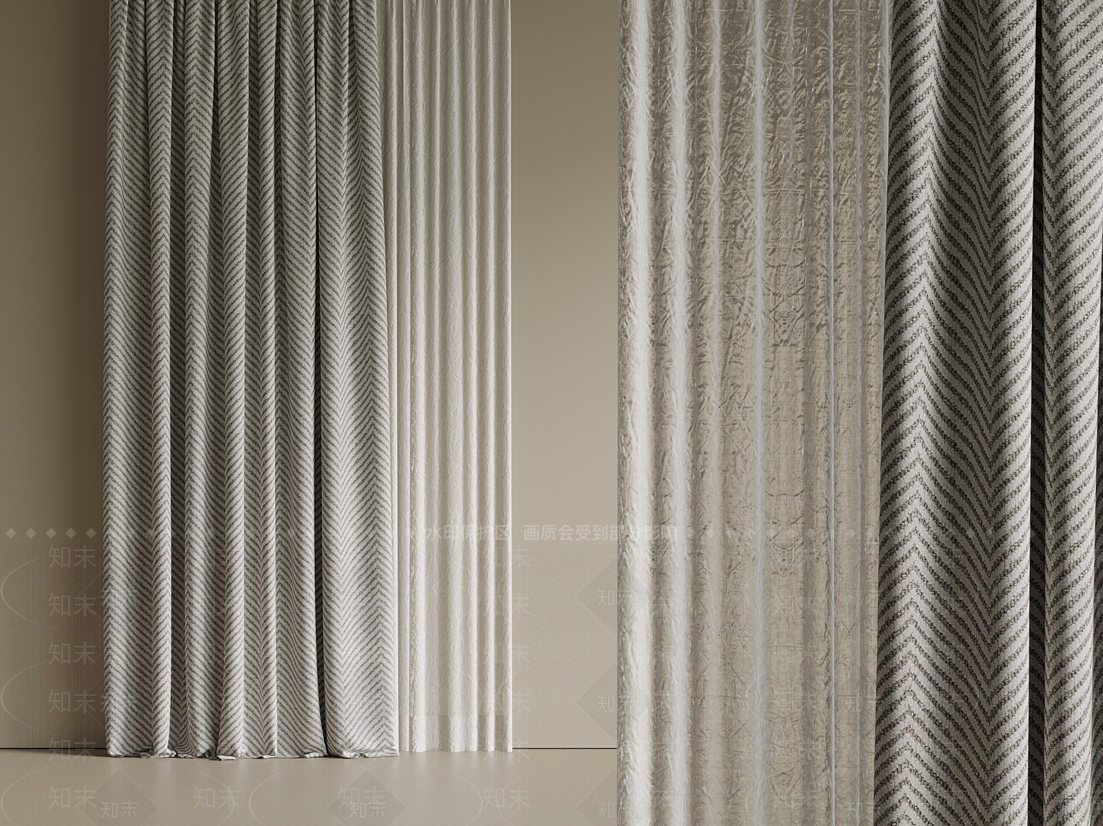 法式轻奢通用窗帘3D模型下载【ID:1199681478】