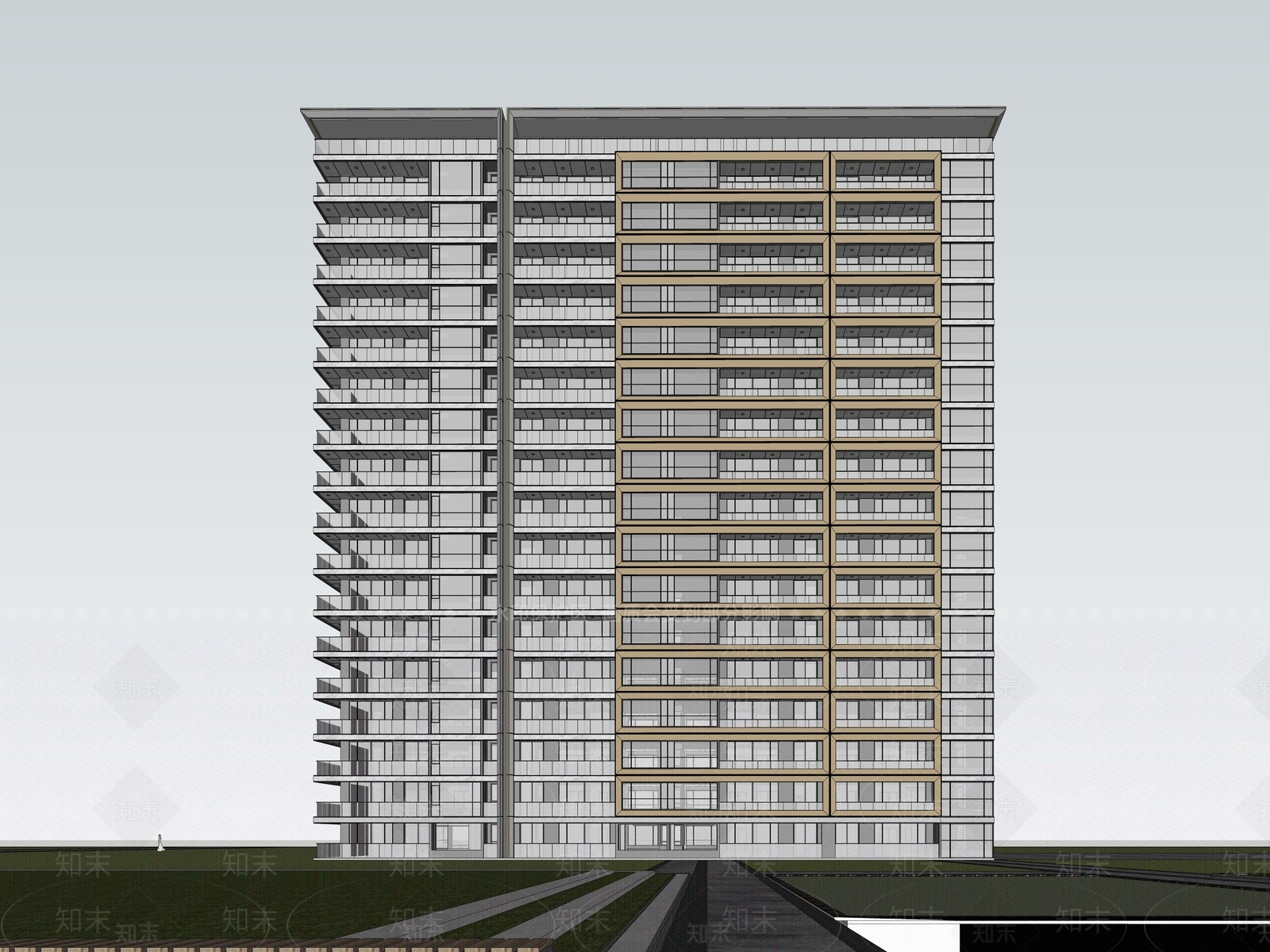 现代简约高层住宅SU模型下载【ID:1199682104】