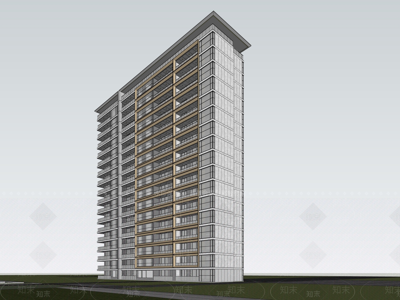 现代简约高层住宅SU模型下载【ID:1199682104】