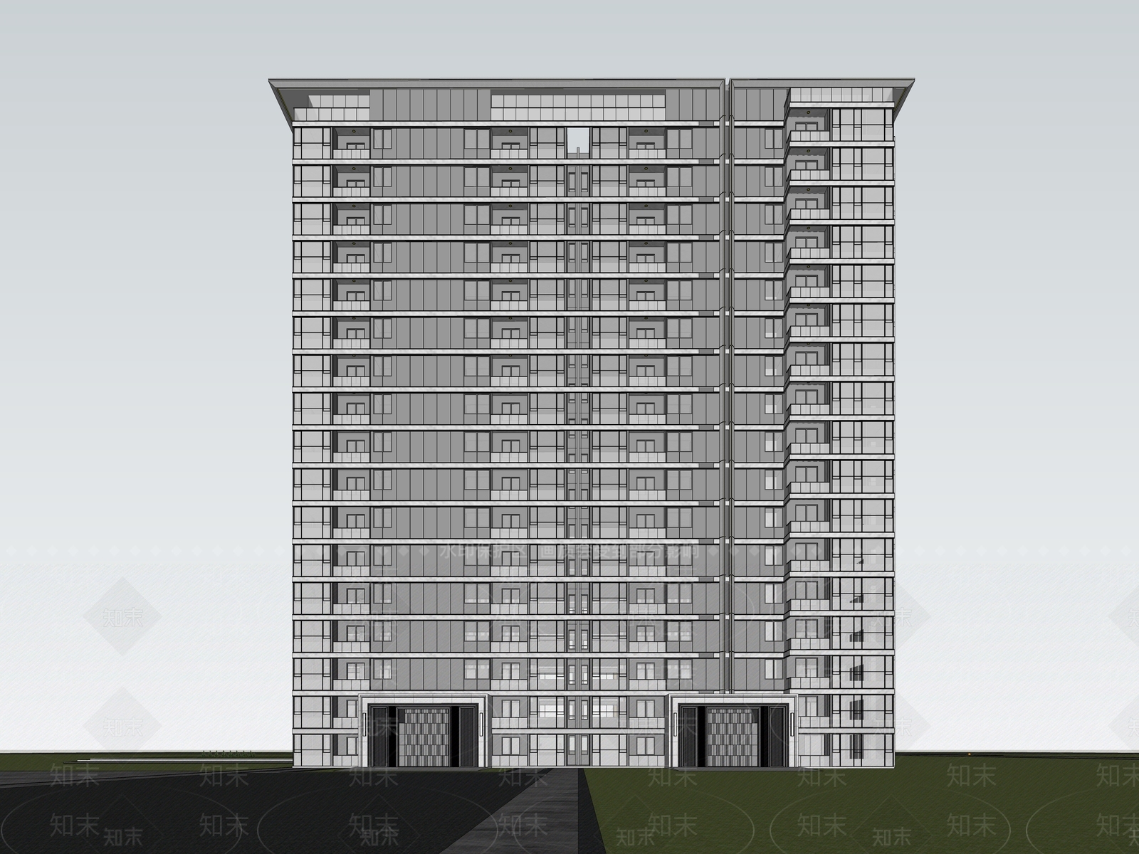 现代简约高层住宅SU模型下载【ID:1199682104】