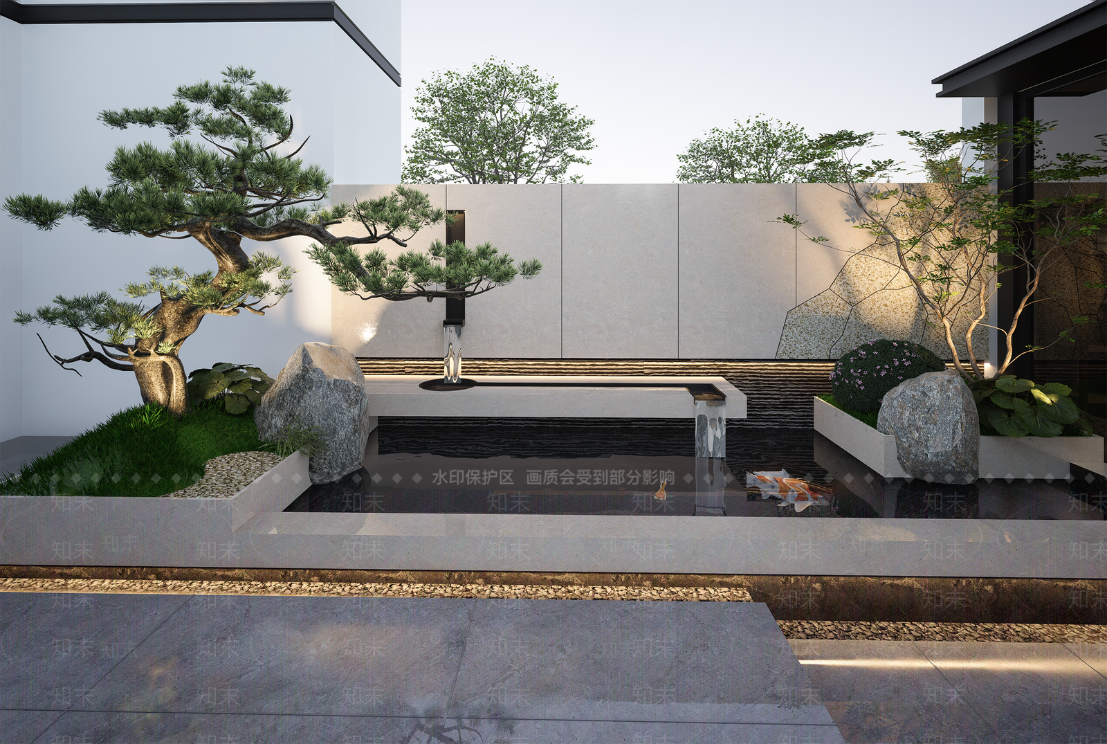 现代简约别墅庭院SU模型下载【ID:1199685977】