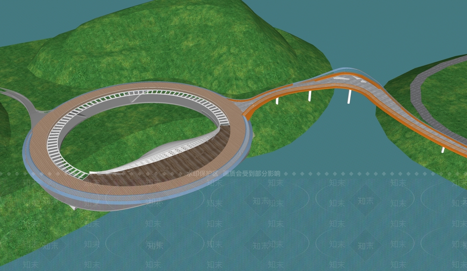 现代景观桥SU模型下载【ID:1199686418】