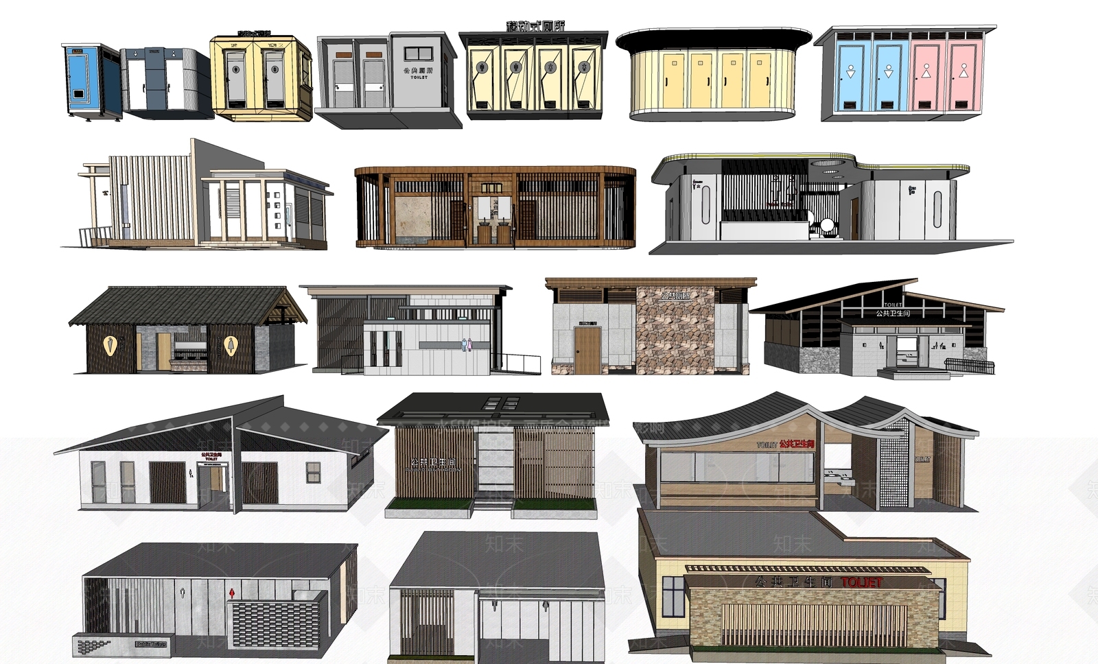 新中式小公建SU模型下载【ID:1199685644】
