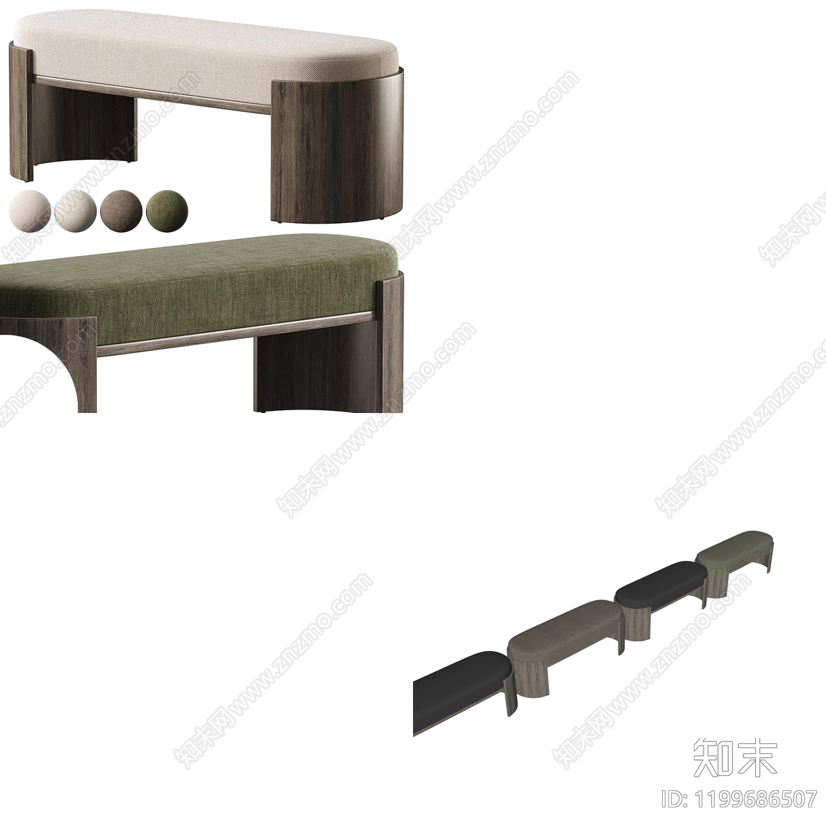中古奶油沙发凳SU模型下载【ID:1199686507】