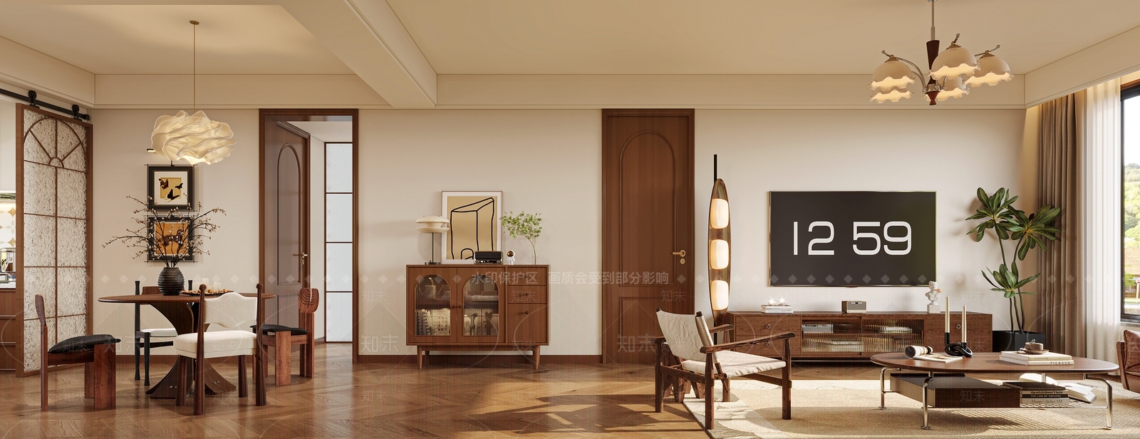 棕色餐边柜餐边柜3D模型下载【ID:1227445932】