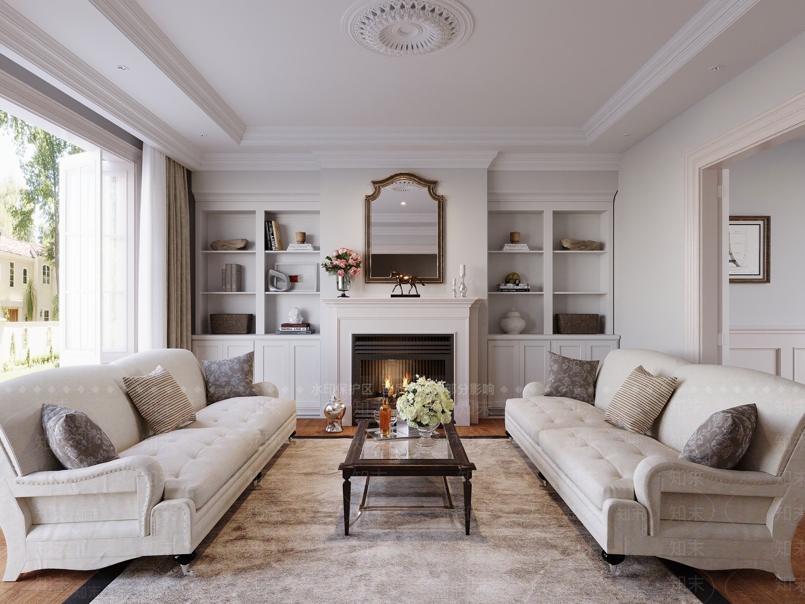 美式简欧家居客厅3D模型下载【ID:1199688638】