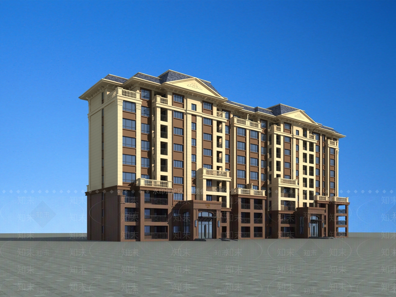 简欧多层住宅楼3D模型下载【ID:1199689426】