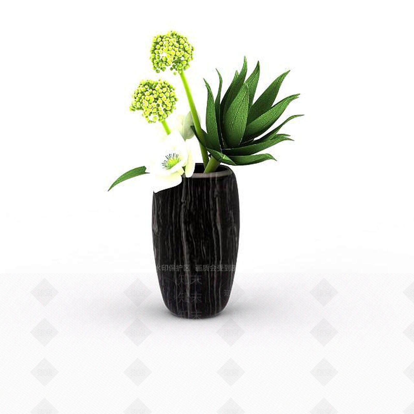 现代黑色条纹陶瓷花瓶3D模型下载【ID:1199690641】