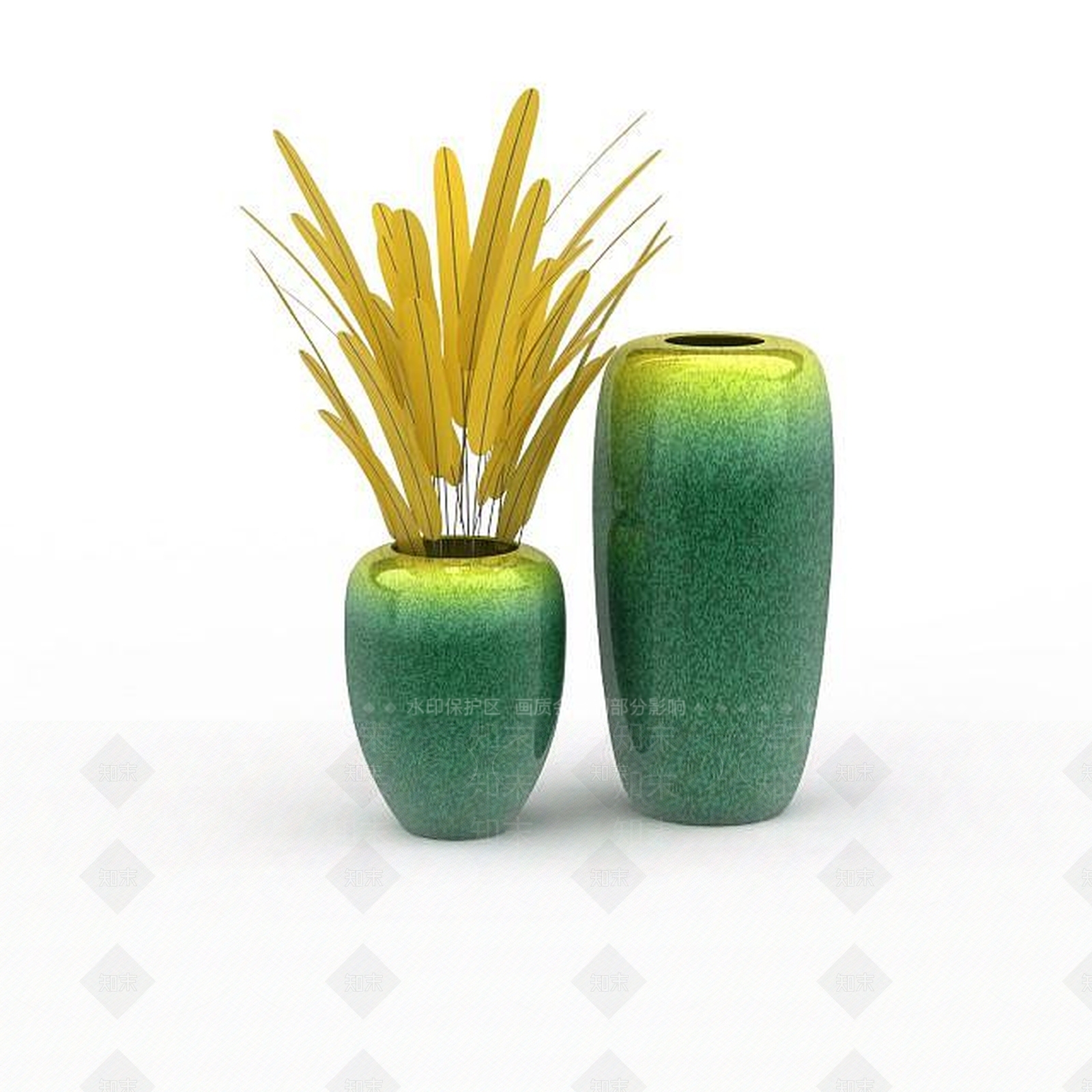 现代精美彩釉陶罐花瓶工艺品摆件3D模型下载【ID:1199691644】