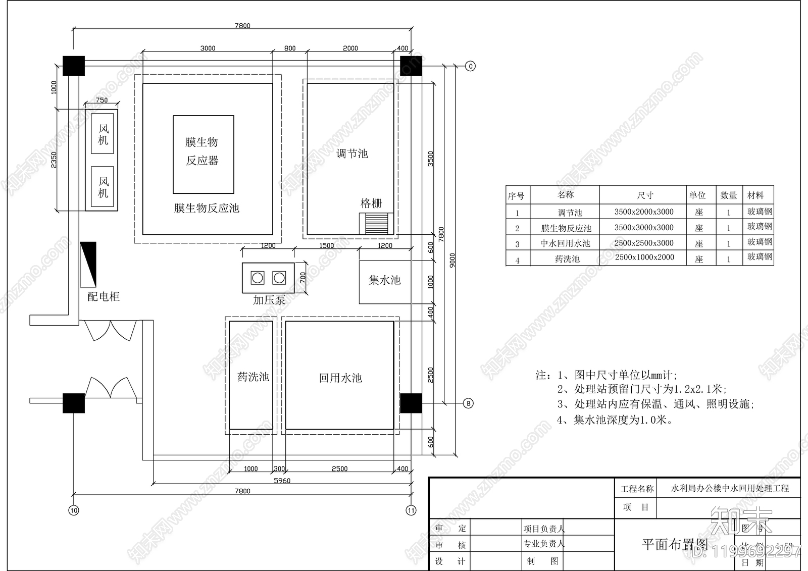 水处理cad施工图下载【ID:1199692297】