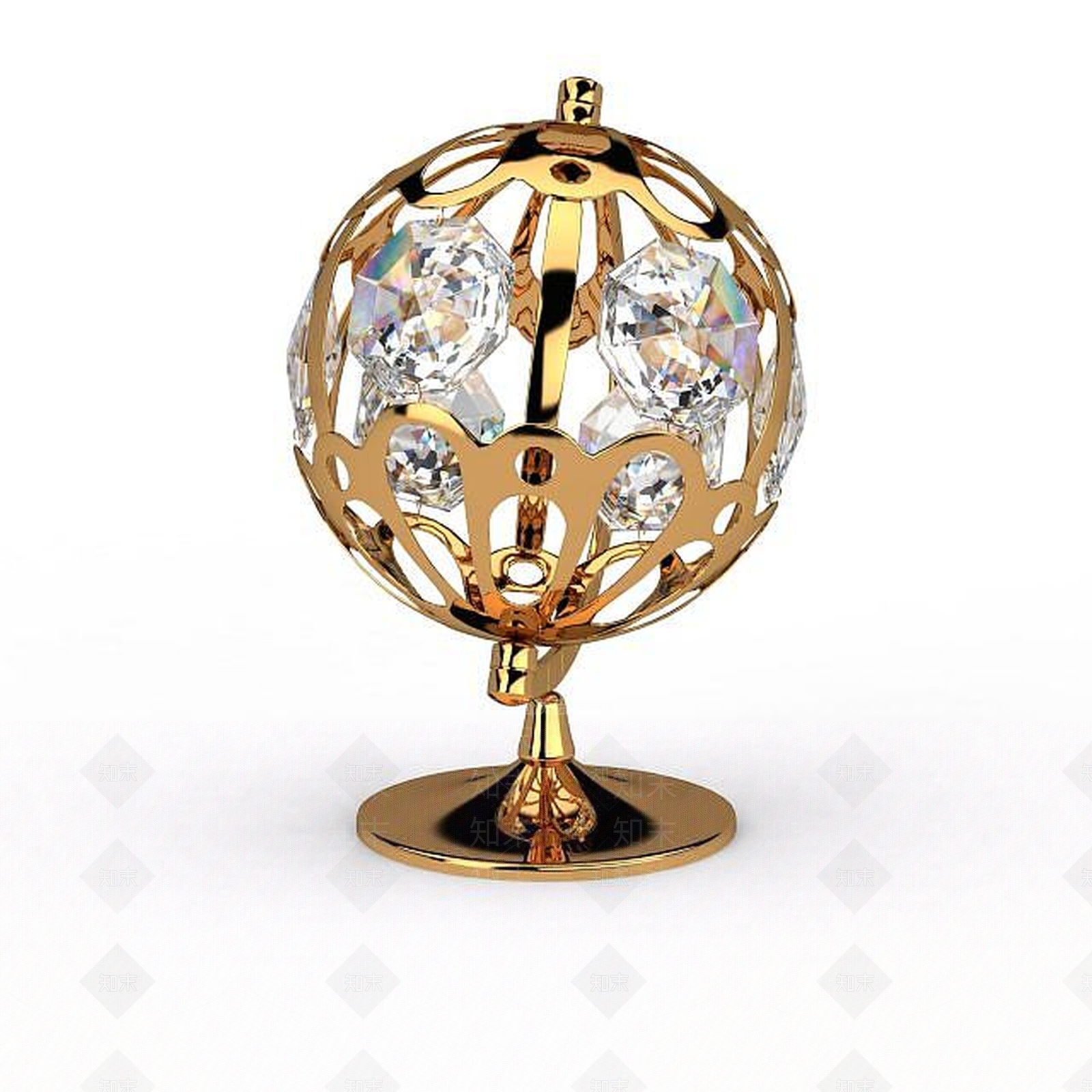 现代金色水晶地球仪3D模型下载【ID:1199692456】