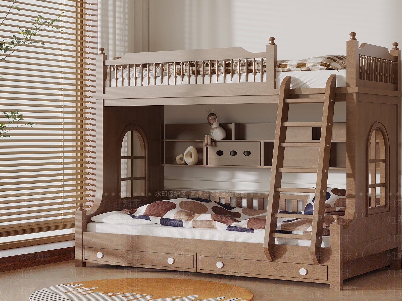 现代上下床3D模型下载【ID:1199692447】