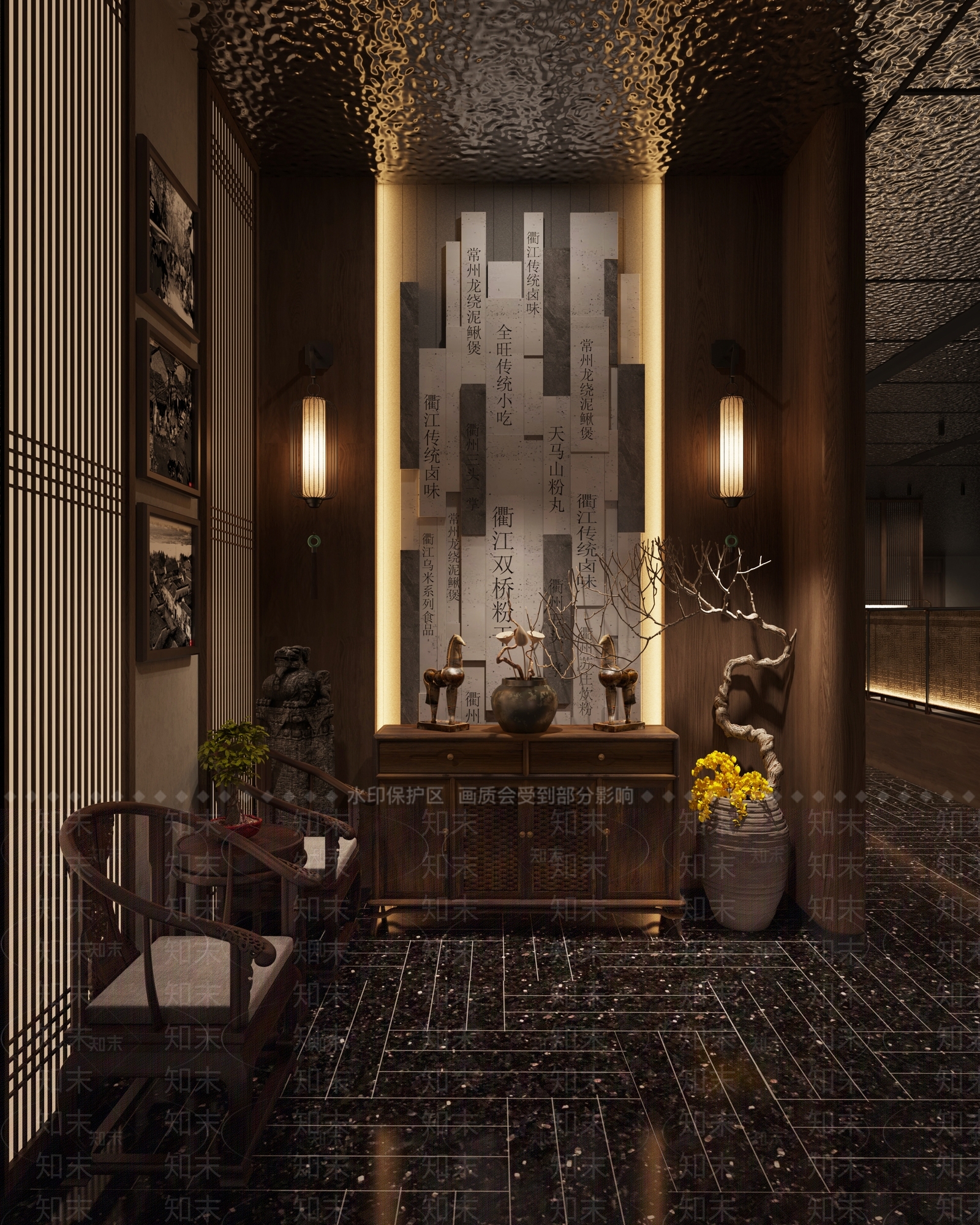 新中式中餐厅3D模型下载【ID:1199694694】