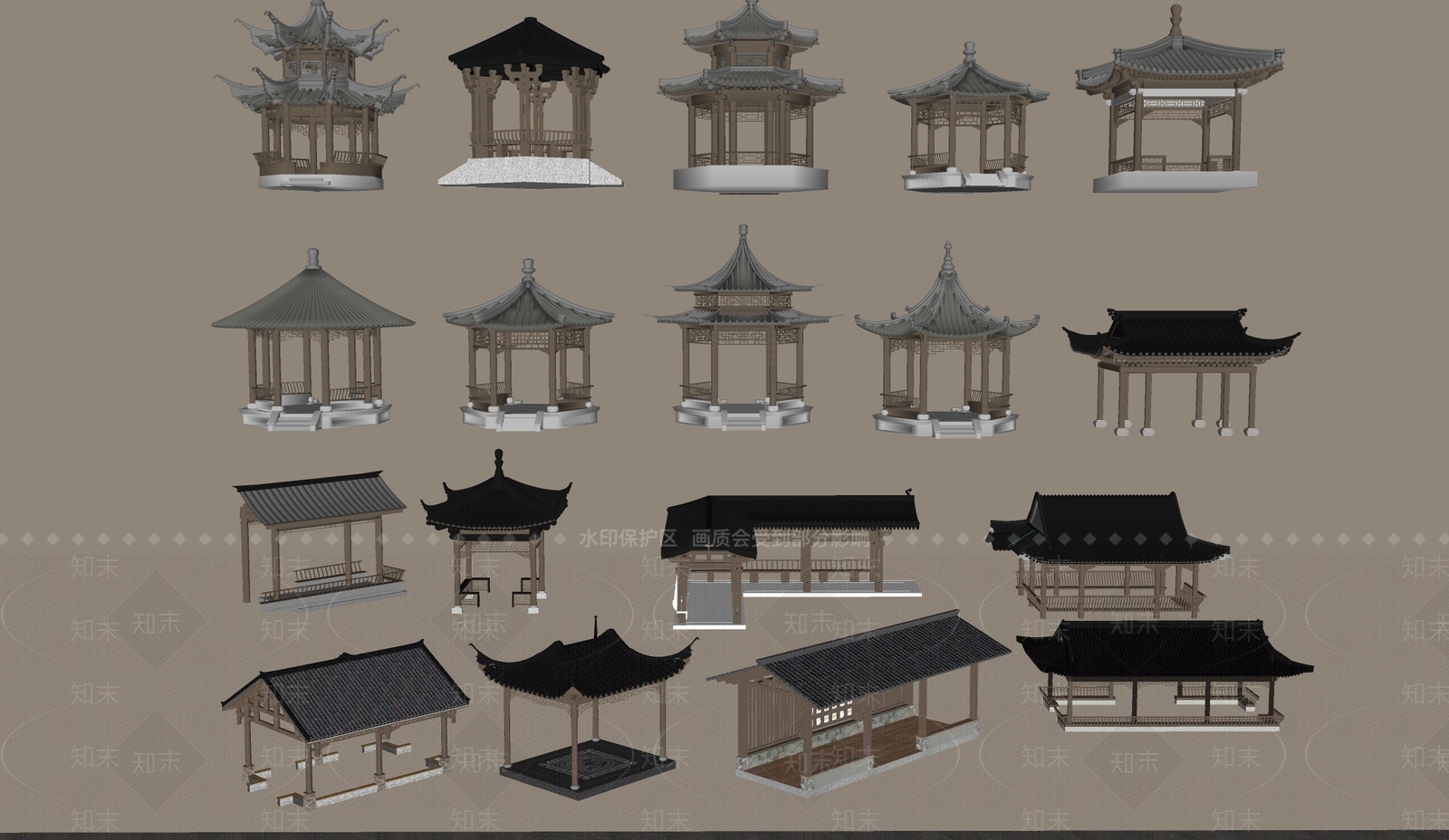 新中式复古古建筑SU模型下载【ID:1199694031】