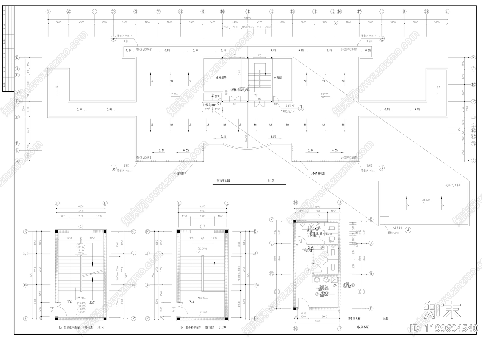 现代医院建筑cad施工图下载【ID:1199694540】