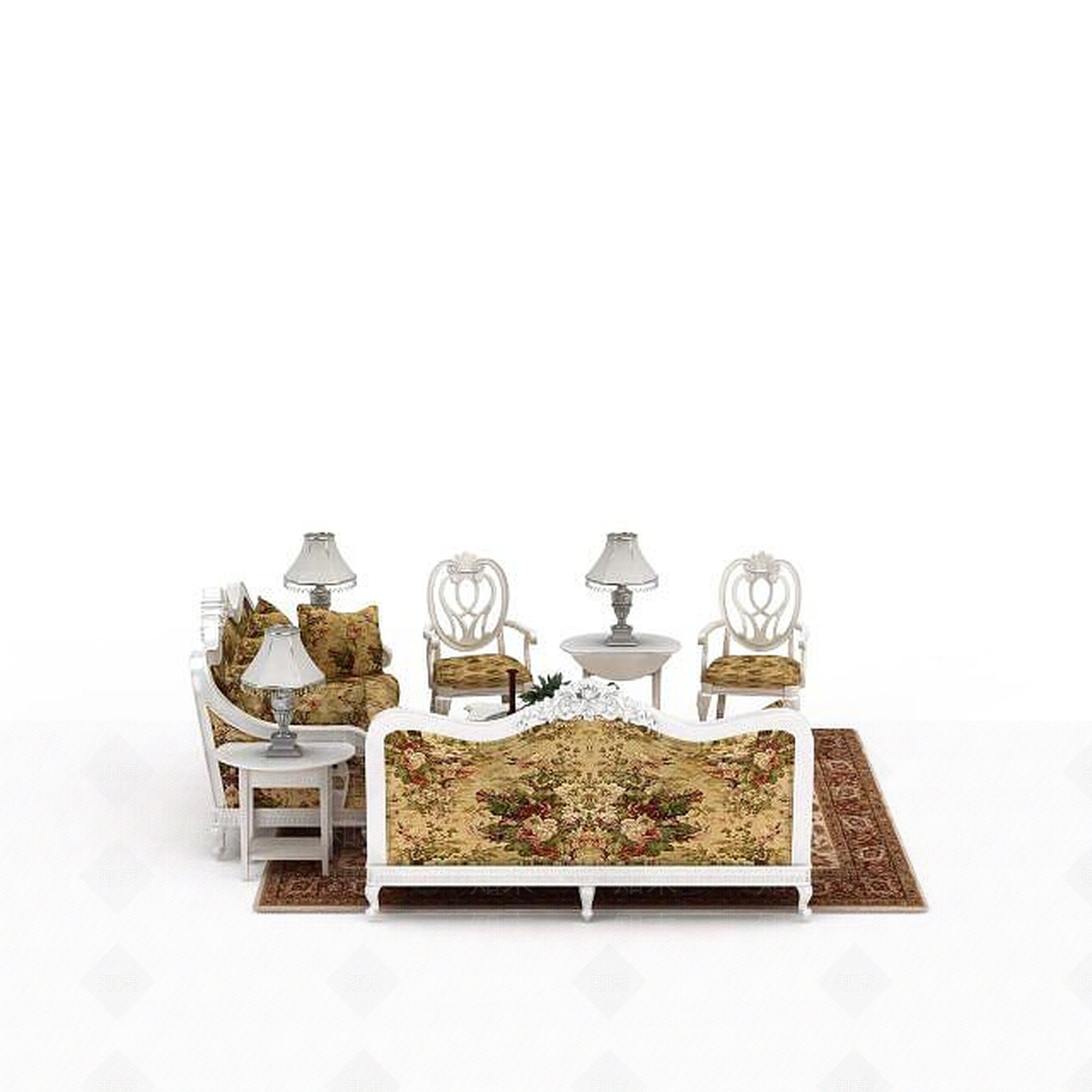 欧式古典欧式沙发组合3D模型下载【ID:1199695569】