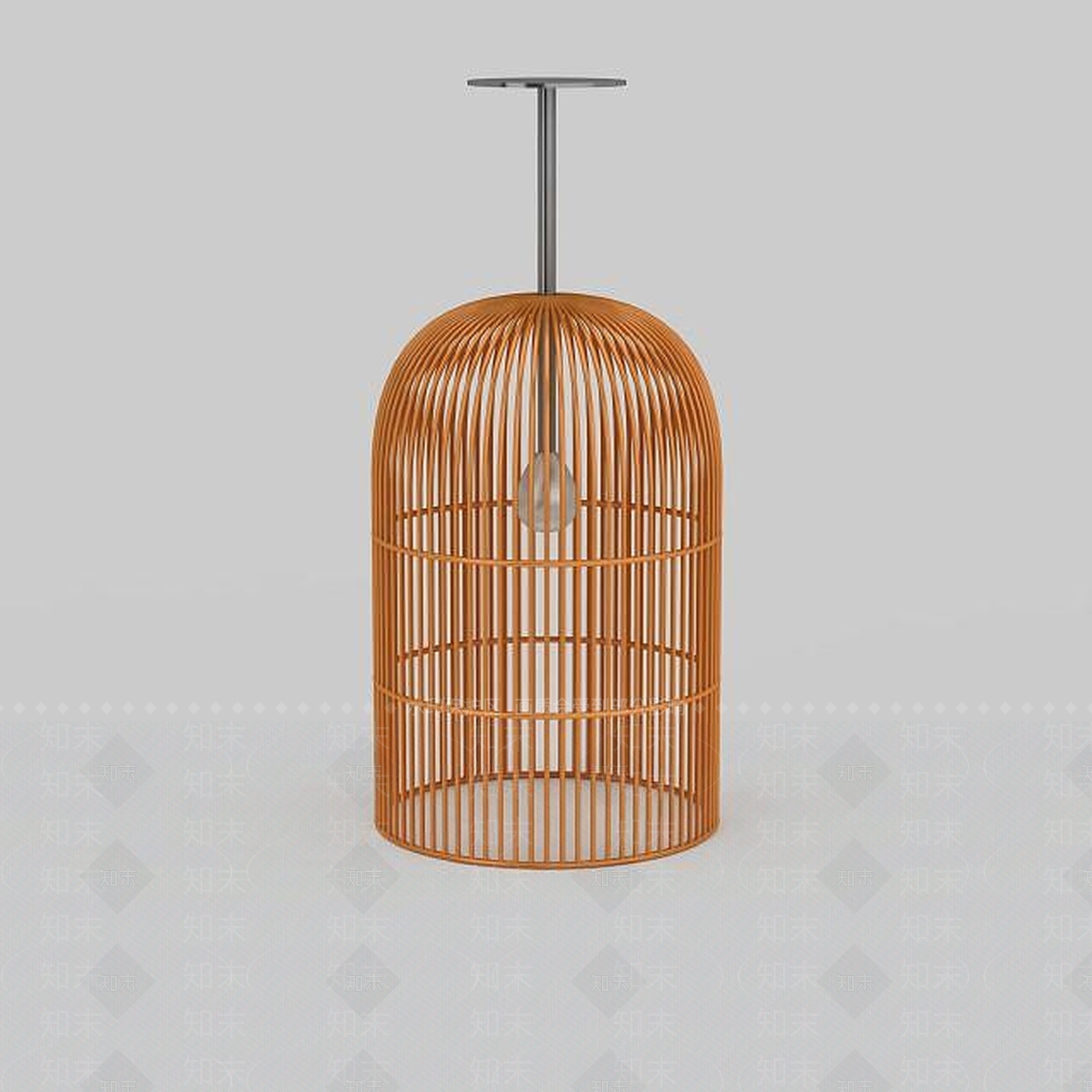 现代精美橙色鸟笼状吊灯3D模型下载【ID:1199697379】