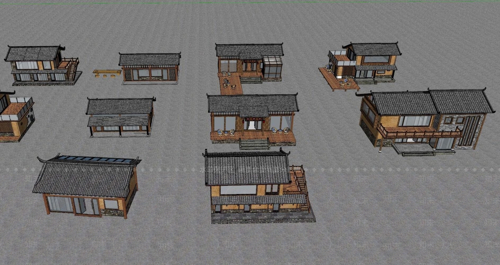 新中式中式乡村民房SU模型下载【ID:1199698473】