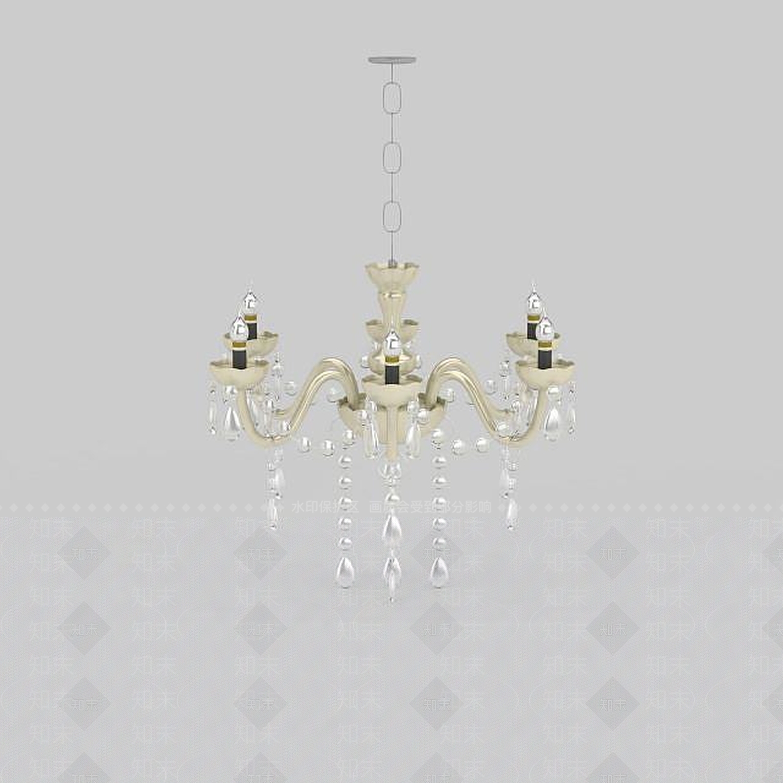 现代精美烛台式水晶吊灯3D模型下载【ID:1199706011】